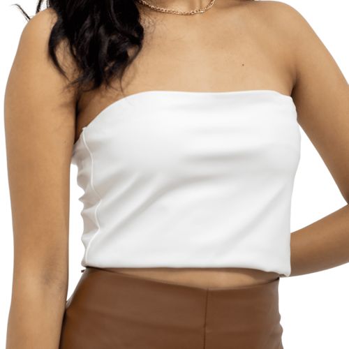 Jeslyn faux leather boob tube top white