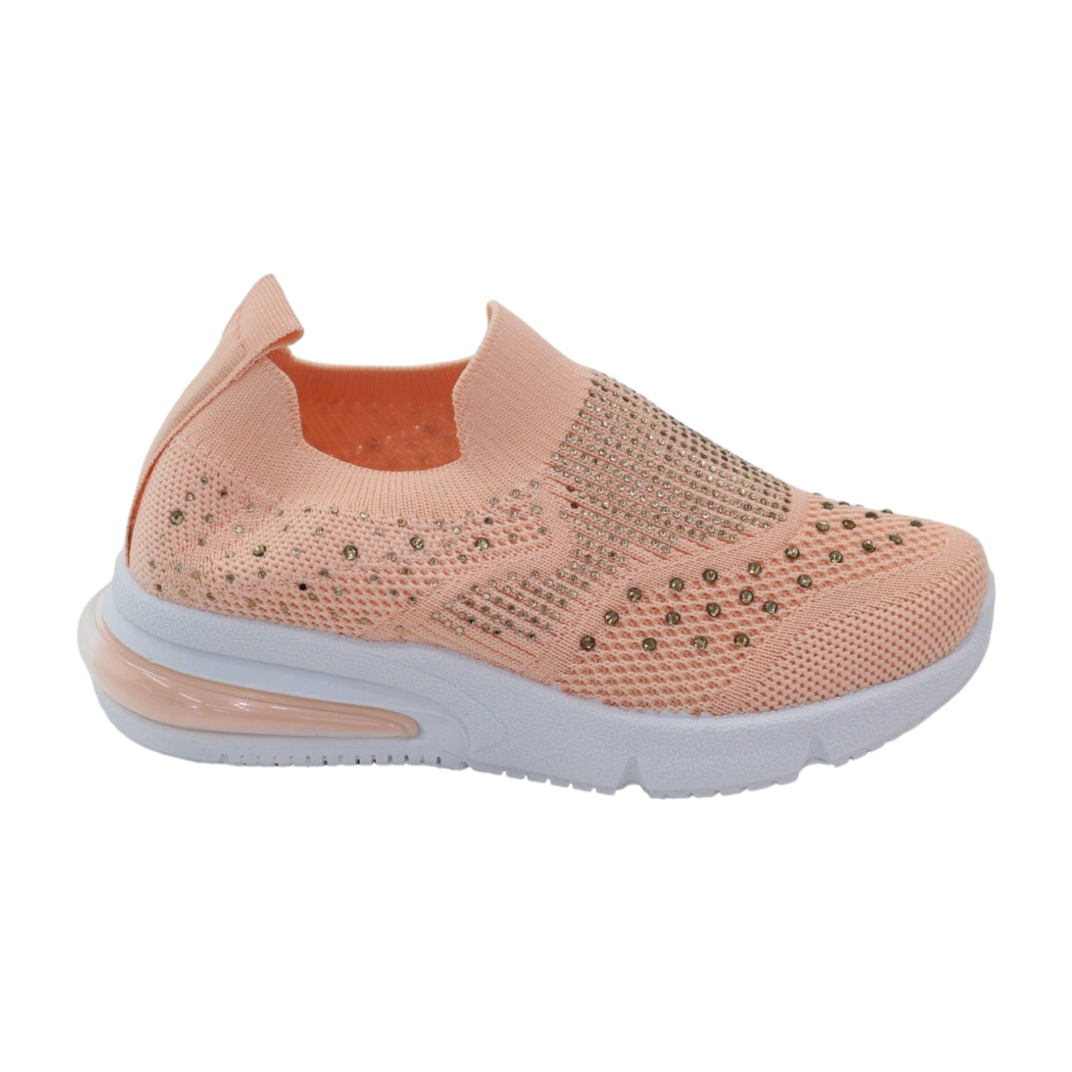 Octavia girls fly knit slip on sneaker with diamonds apricot