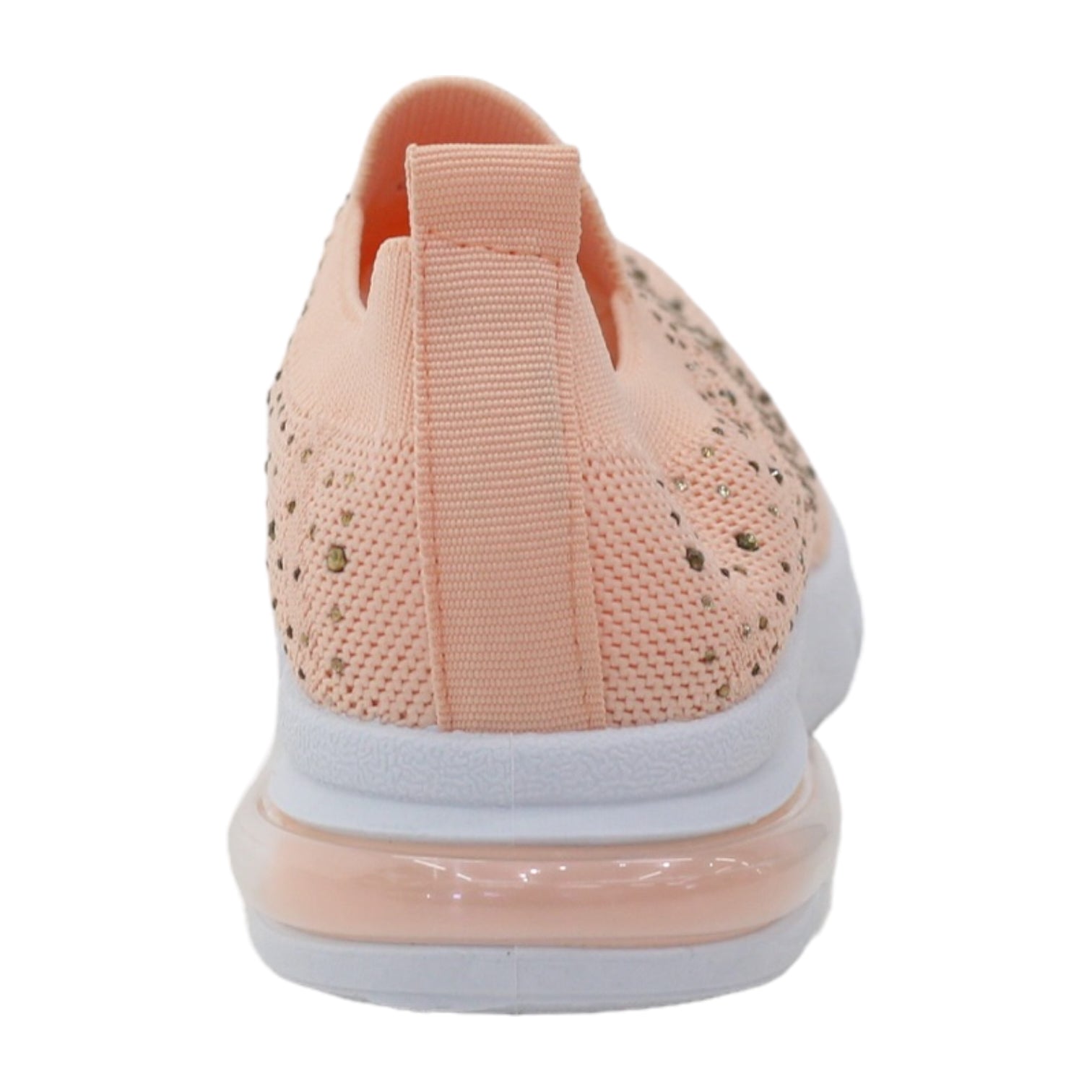 Octavia girls fly knit slip on sneaker with diamonds apricot