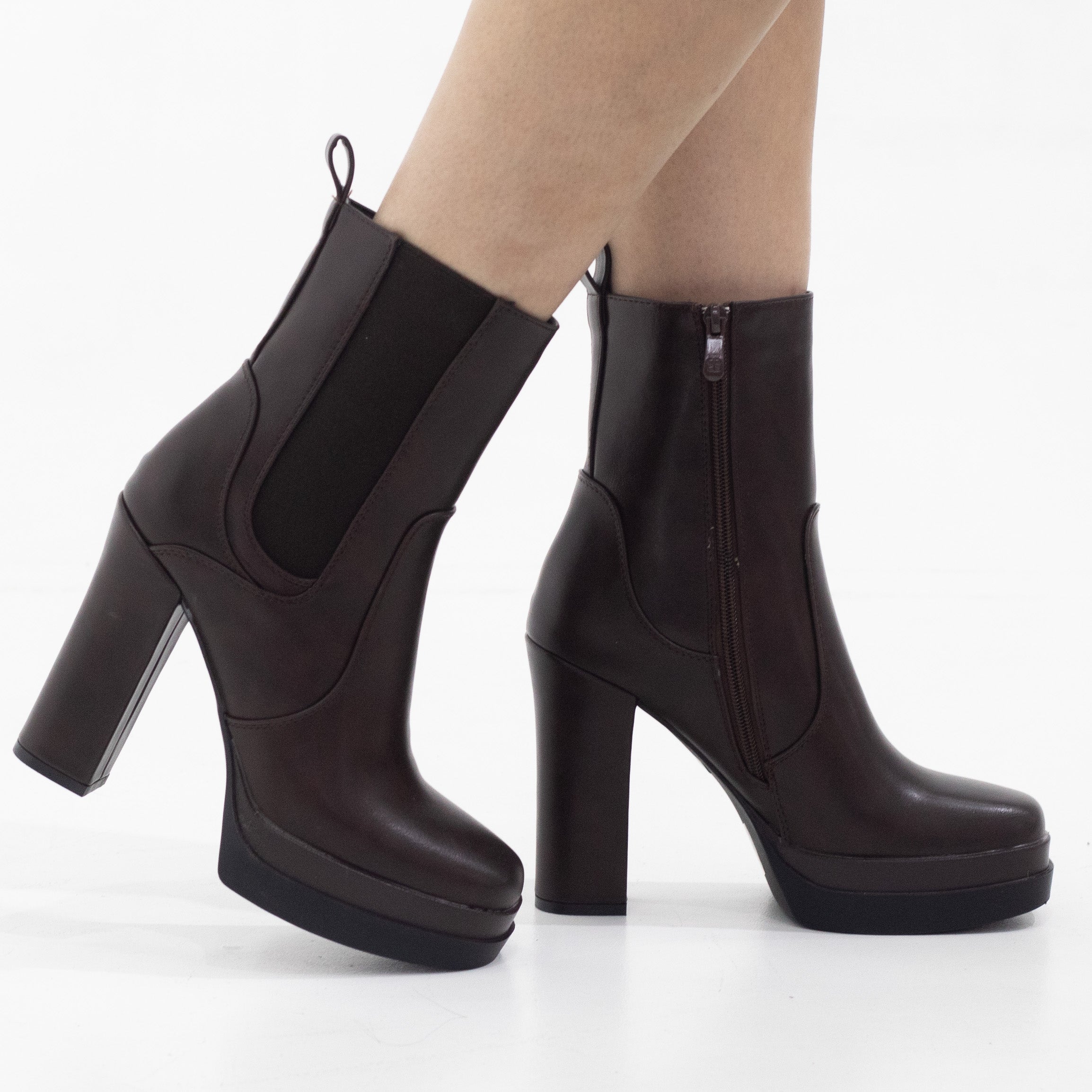 Yadid chelsea 12cm platform heel bootie coffee