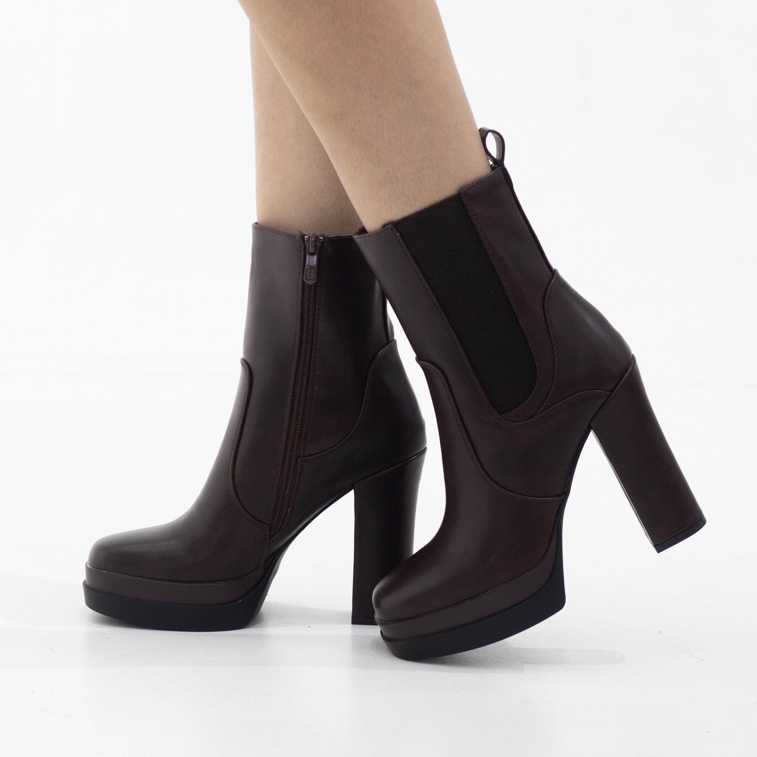 Yadid chelsea 12cm platform heel bootie coffee