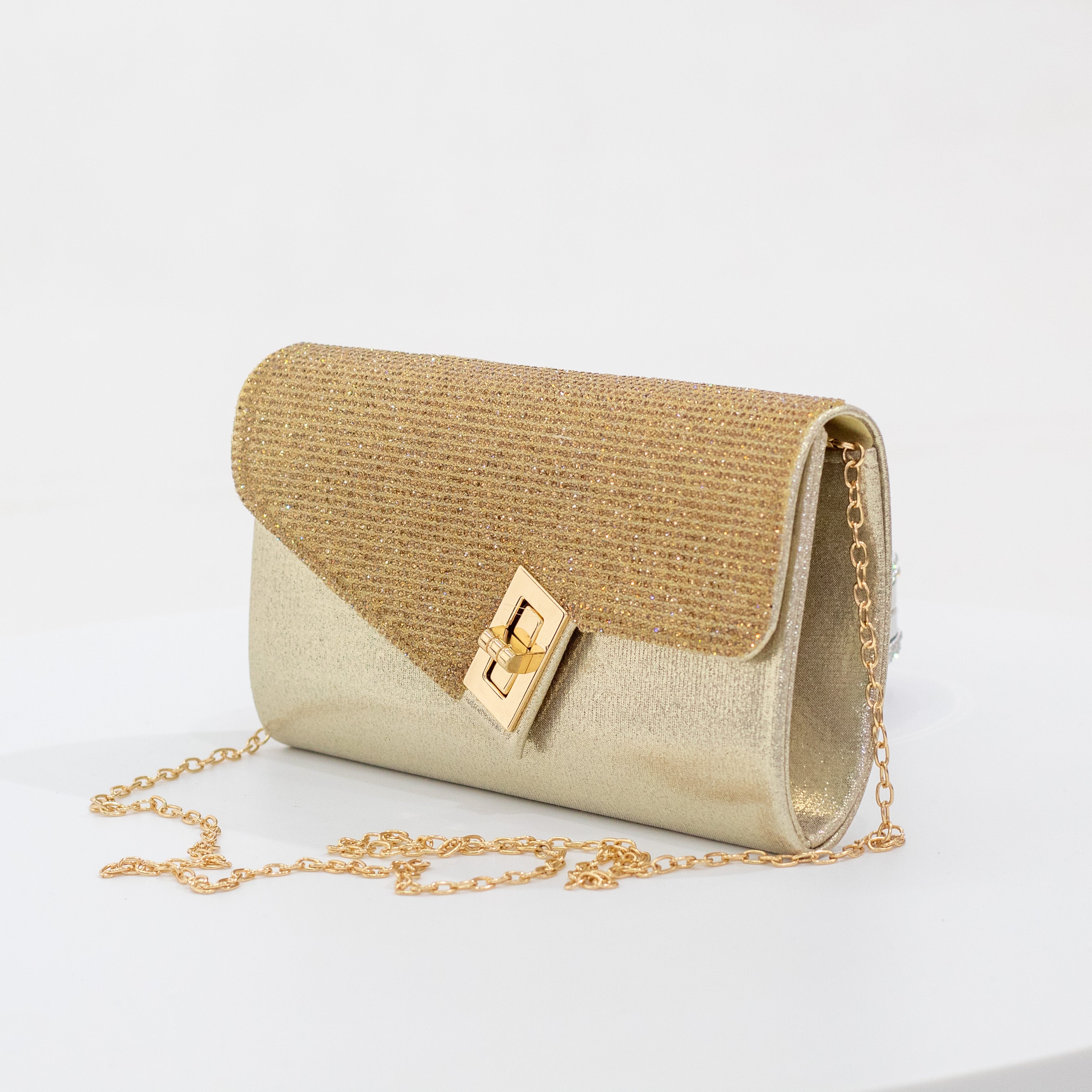 Justy evening clasp clutch bag gold