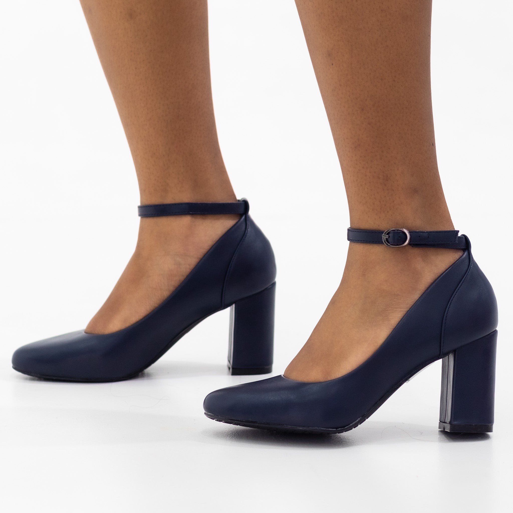 Mohini 8cm block heel court pu navy