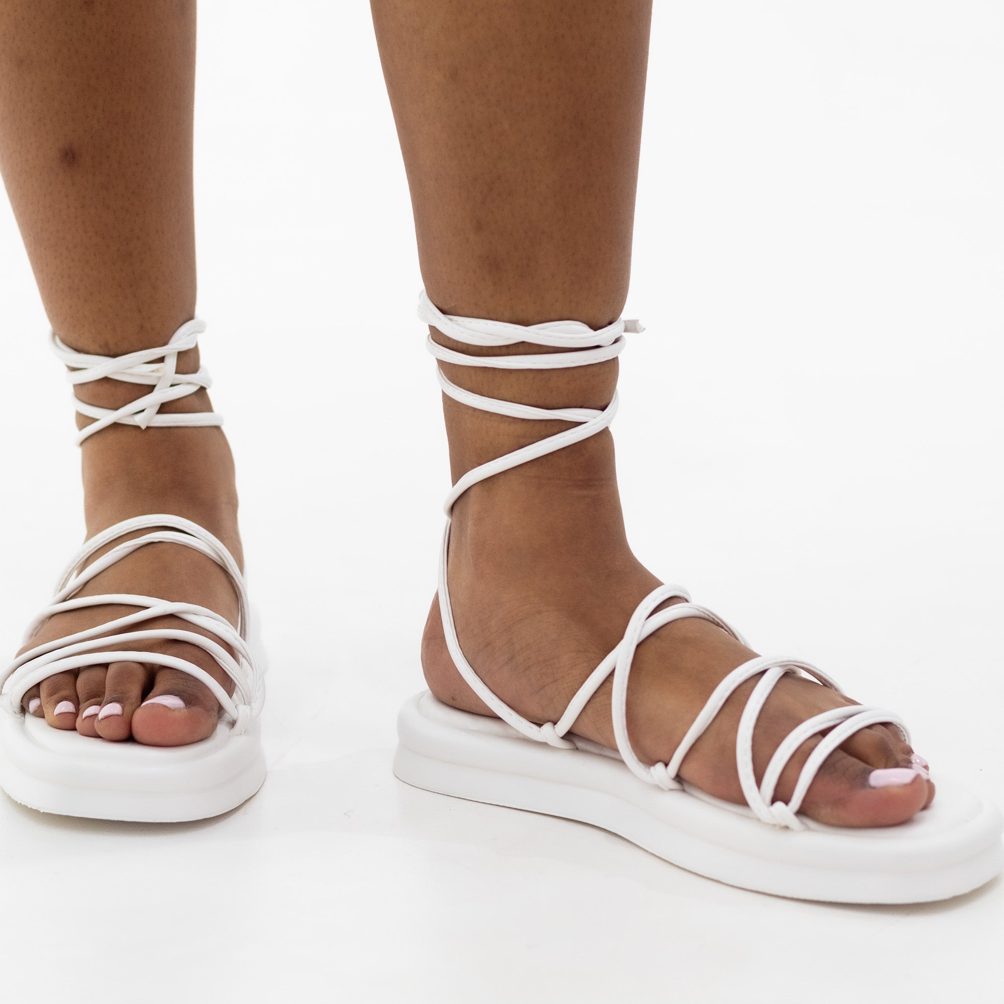 Ulka strappy flat foam sandal white