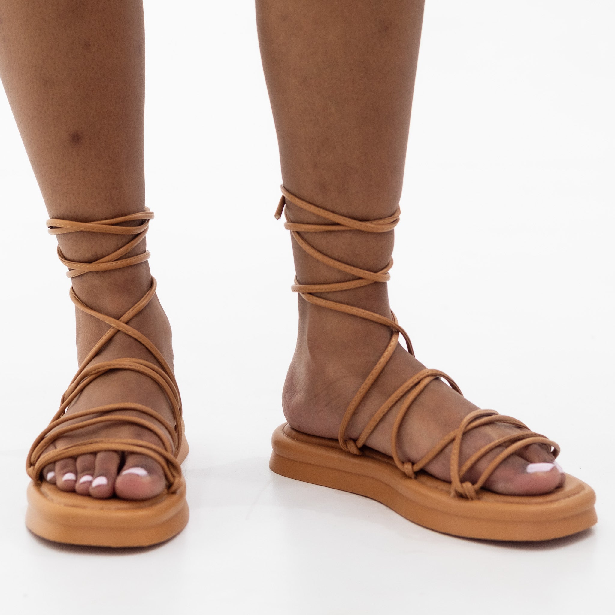 Ulka strappy flat foam sandal camel