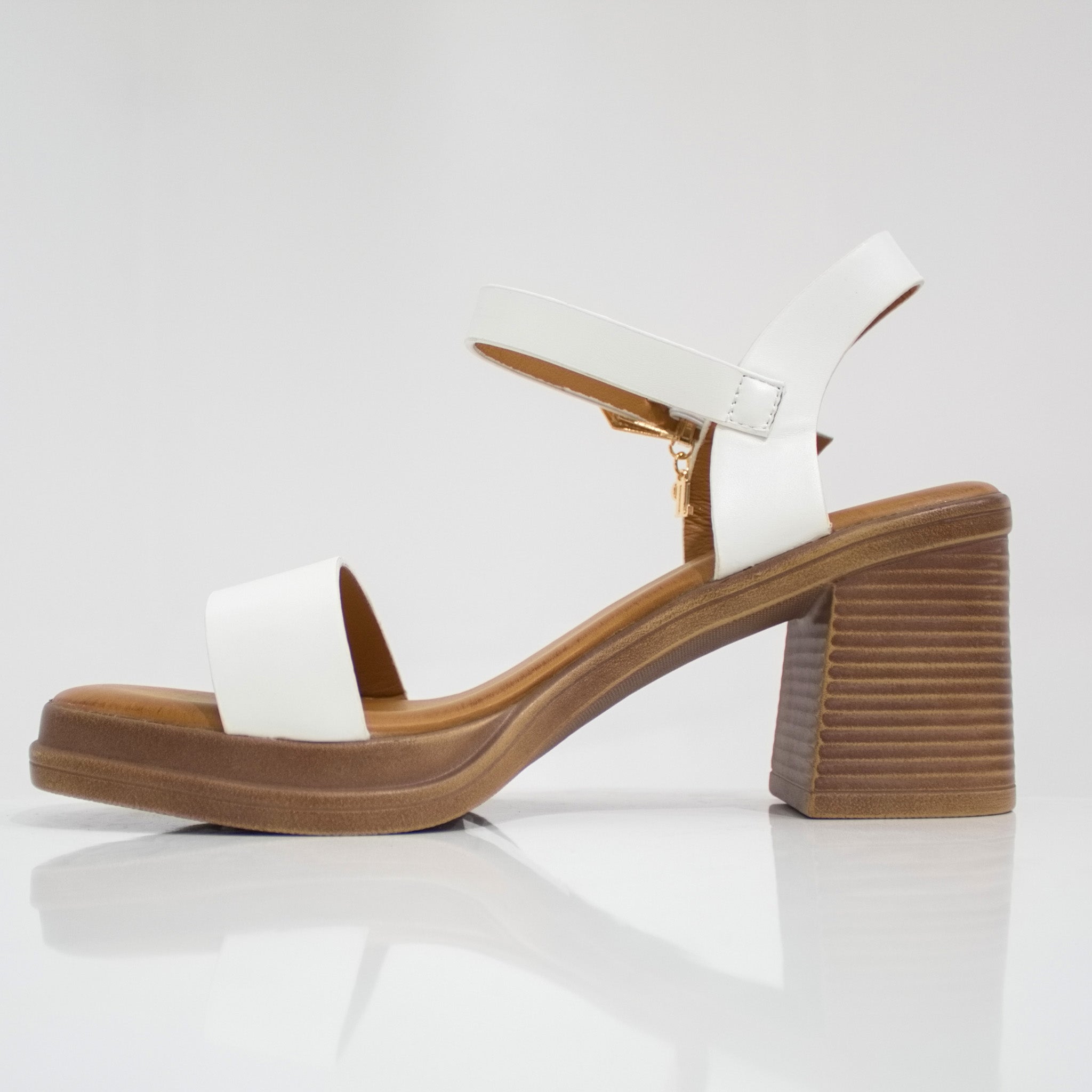 Kajal one band sandal on 7.5cm block heel white