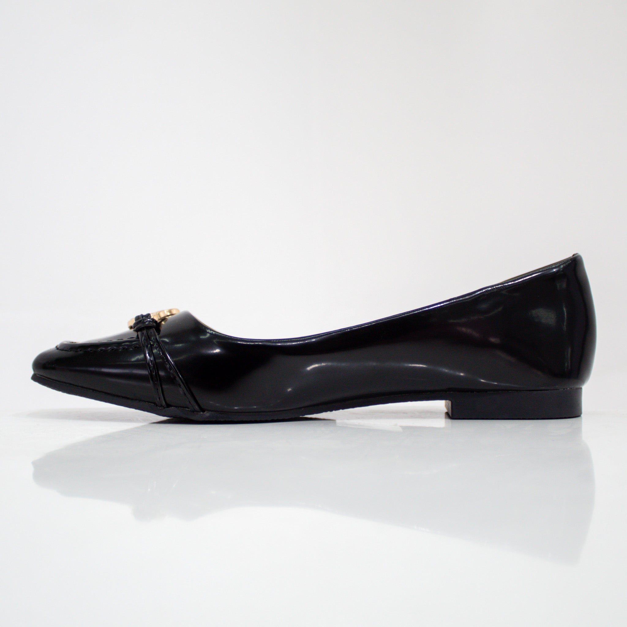 Myra gold DG trim faux leather pump shoe black