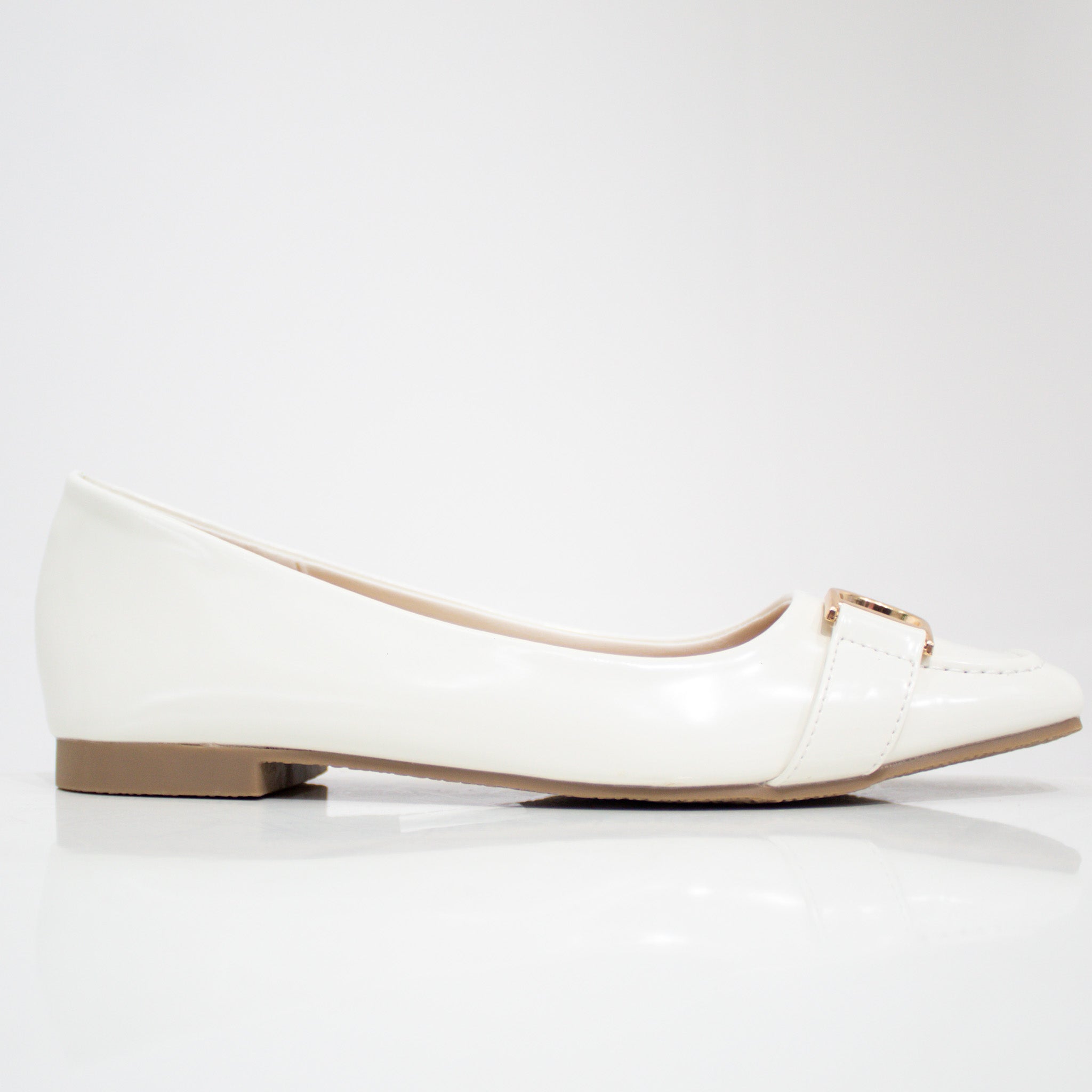 Myra gold DG trim faux leather pump shoe white