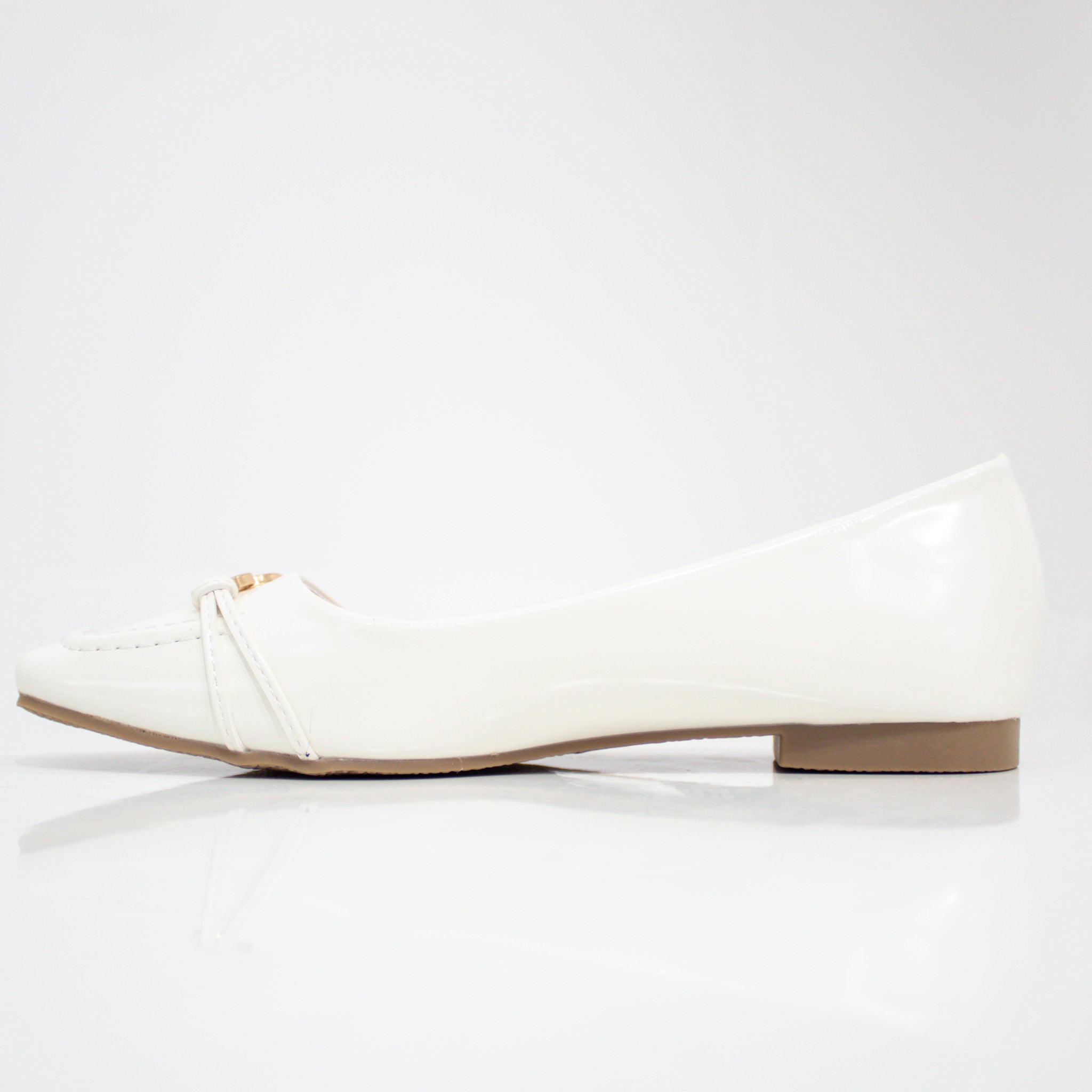 Myra gold DG trim faux leather pump shoe white