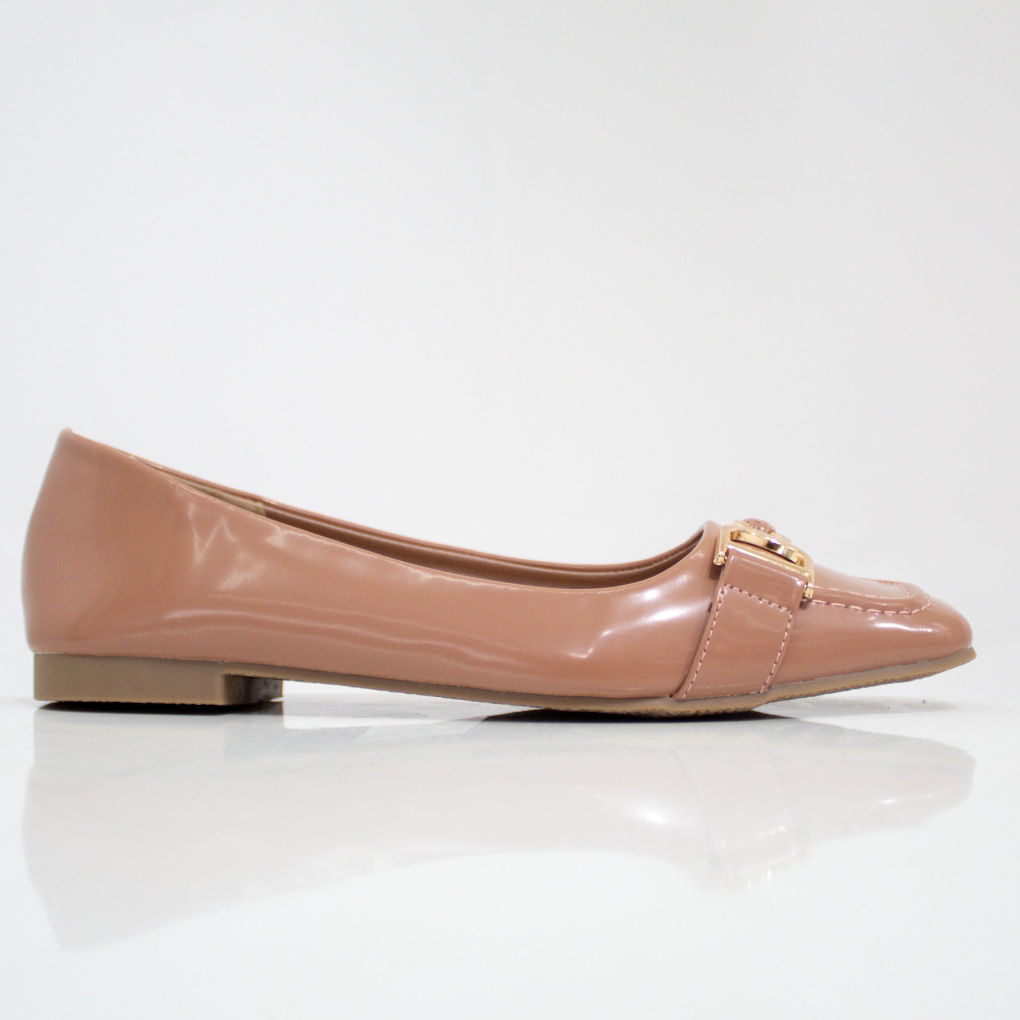 Myra gold DG trim faux leather pump shoe blush