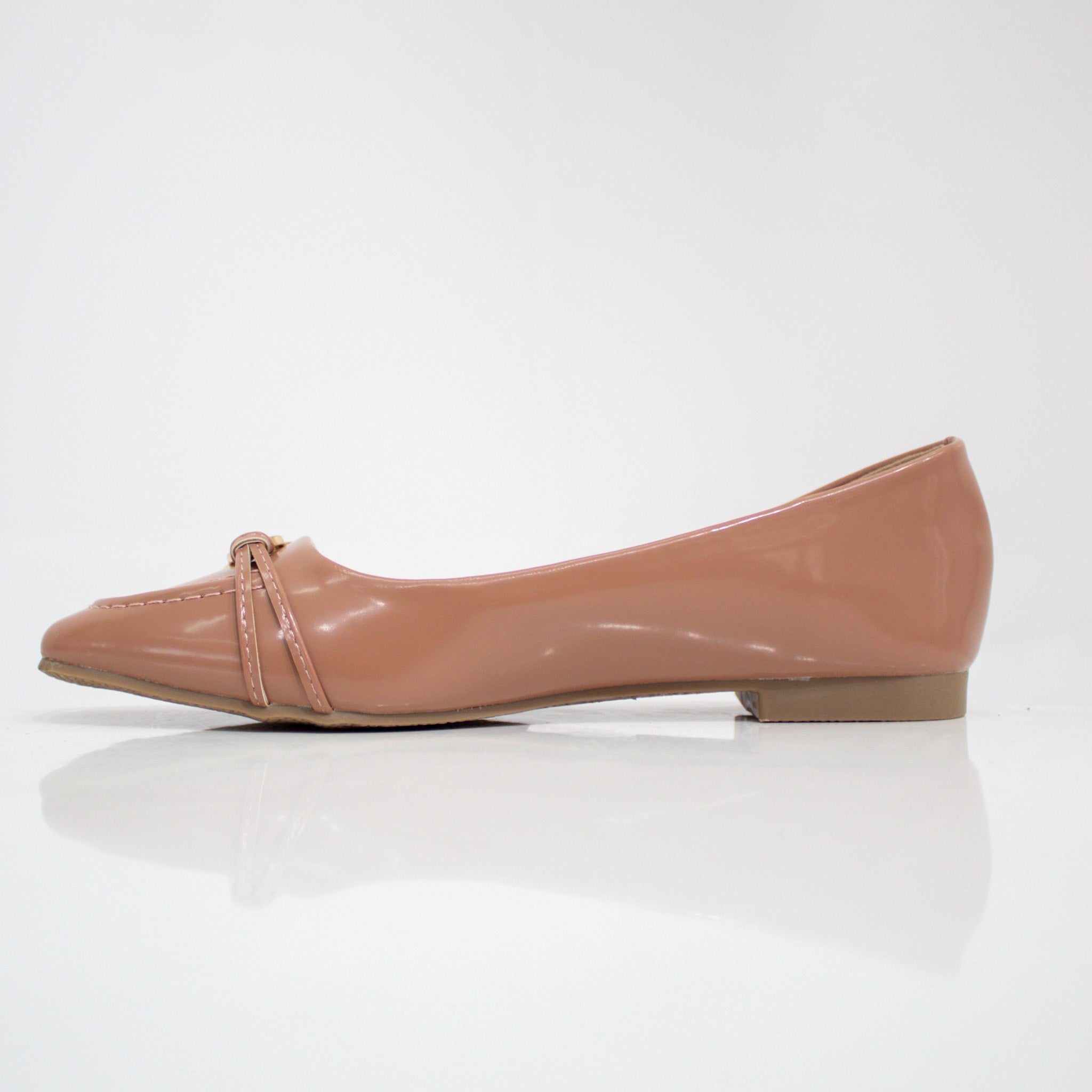 Myra gold DG trim faux leather pump shoe blush