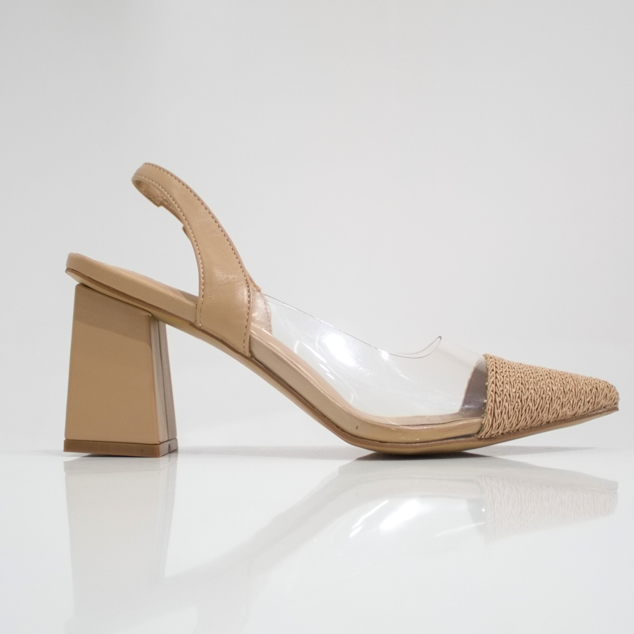 Journee 7cm heel vinyl sling back shoe
