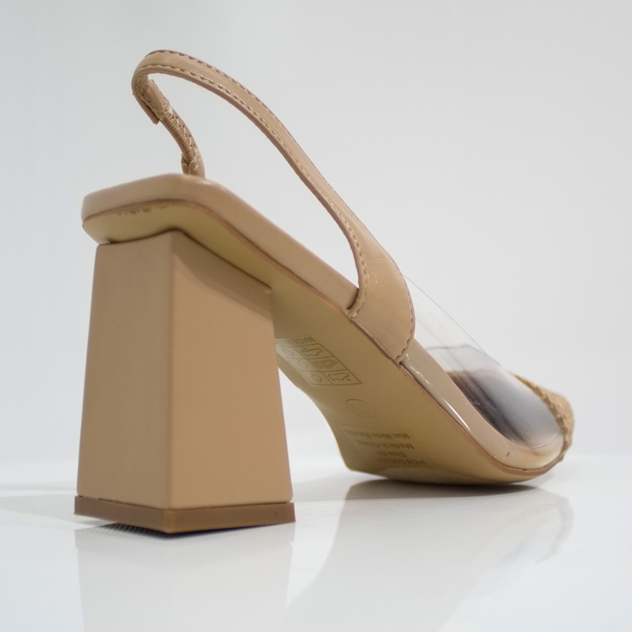 Journee 7cm heel vinyl sling back shoe tan