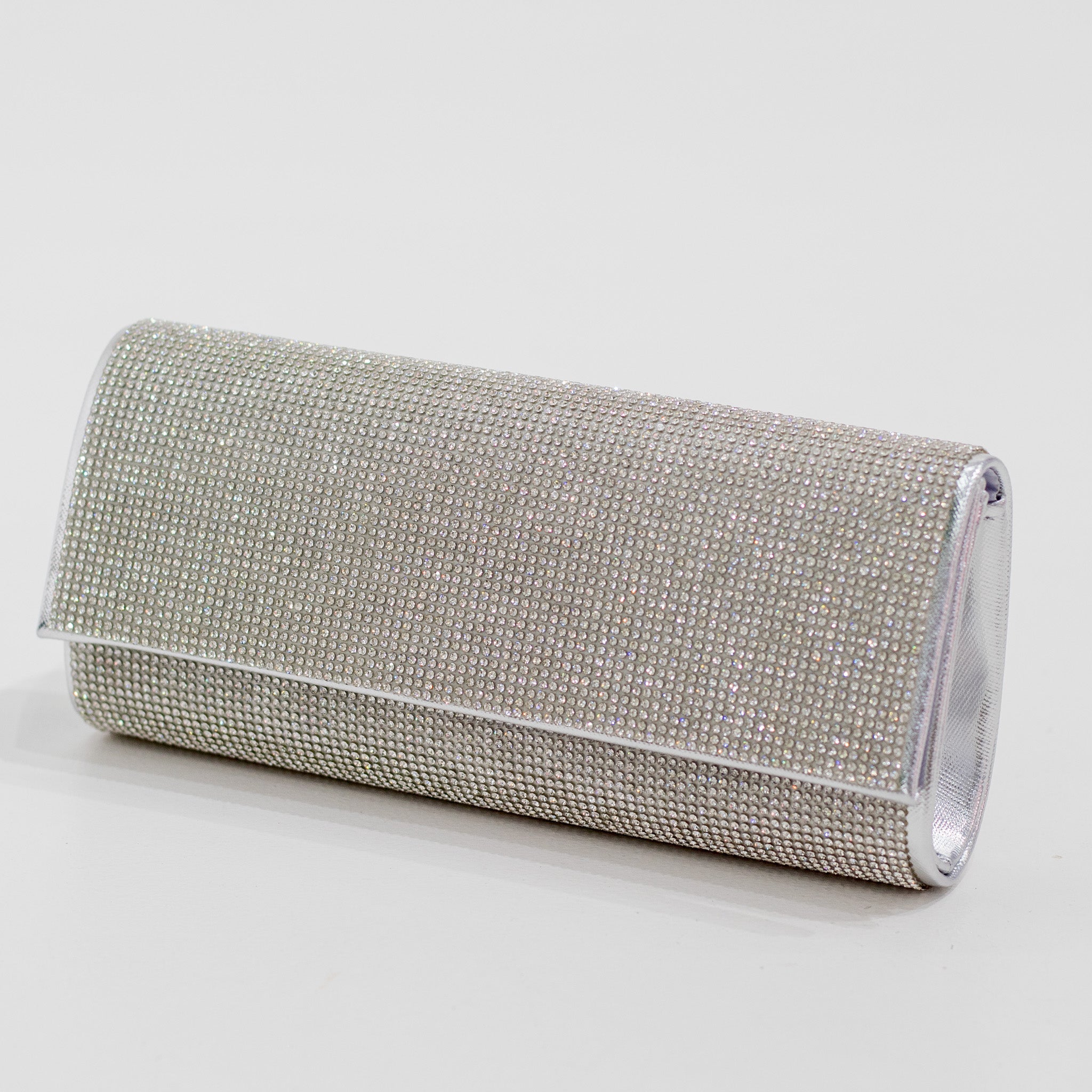 Fagan diamante evening clutch bag silver