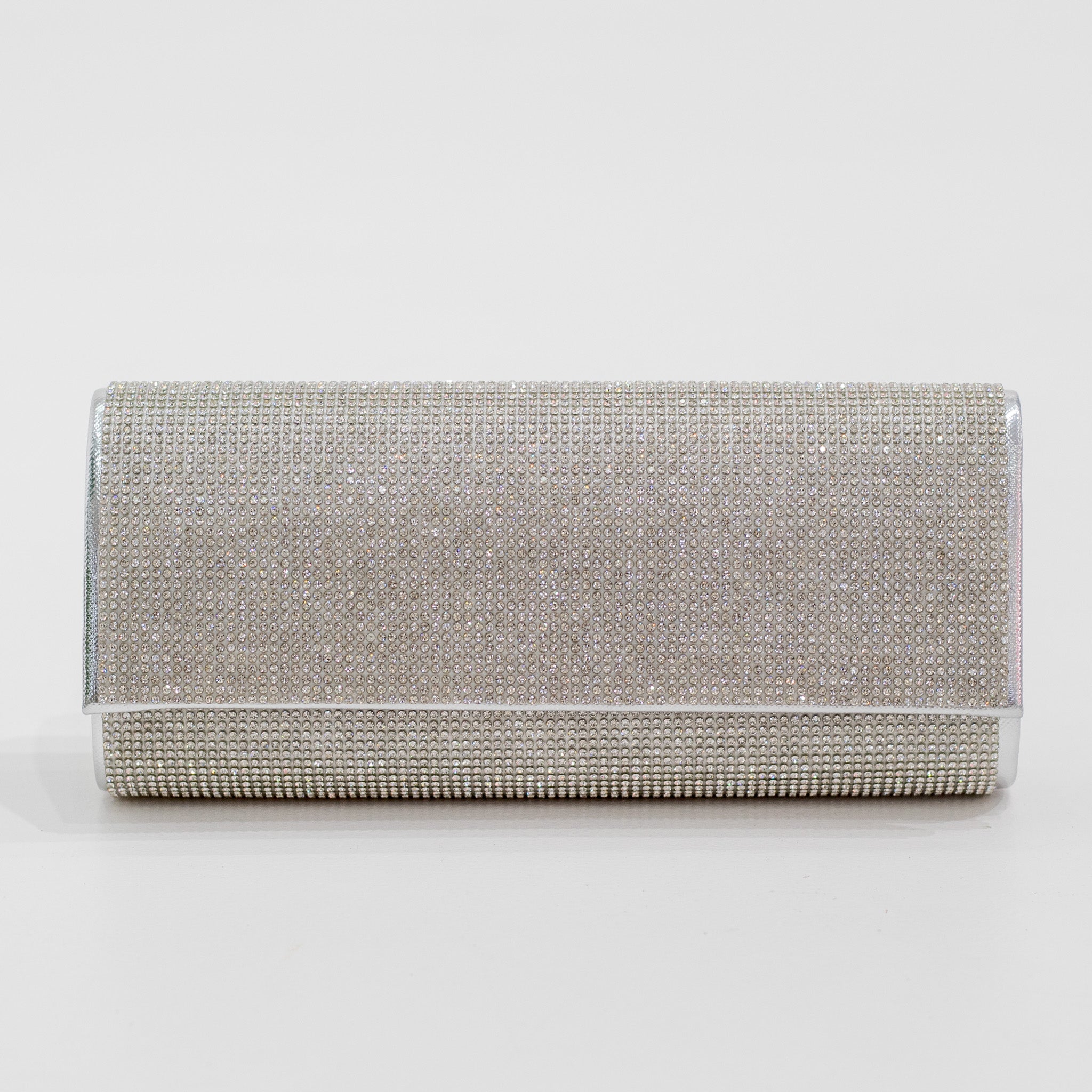 Fagan diamante evening clutch bag silver