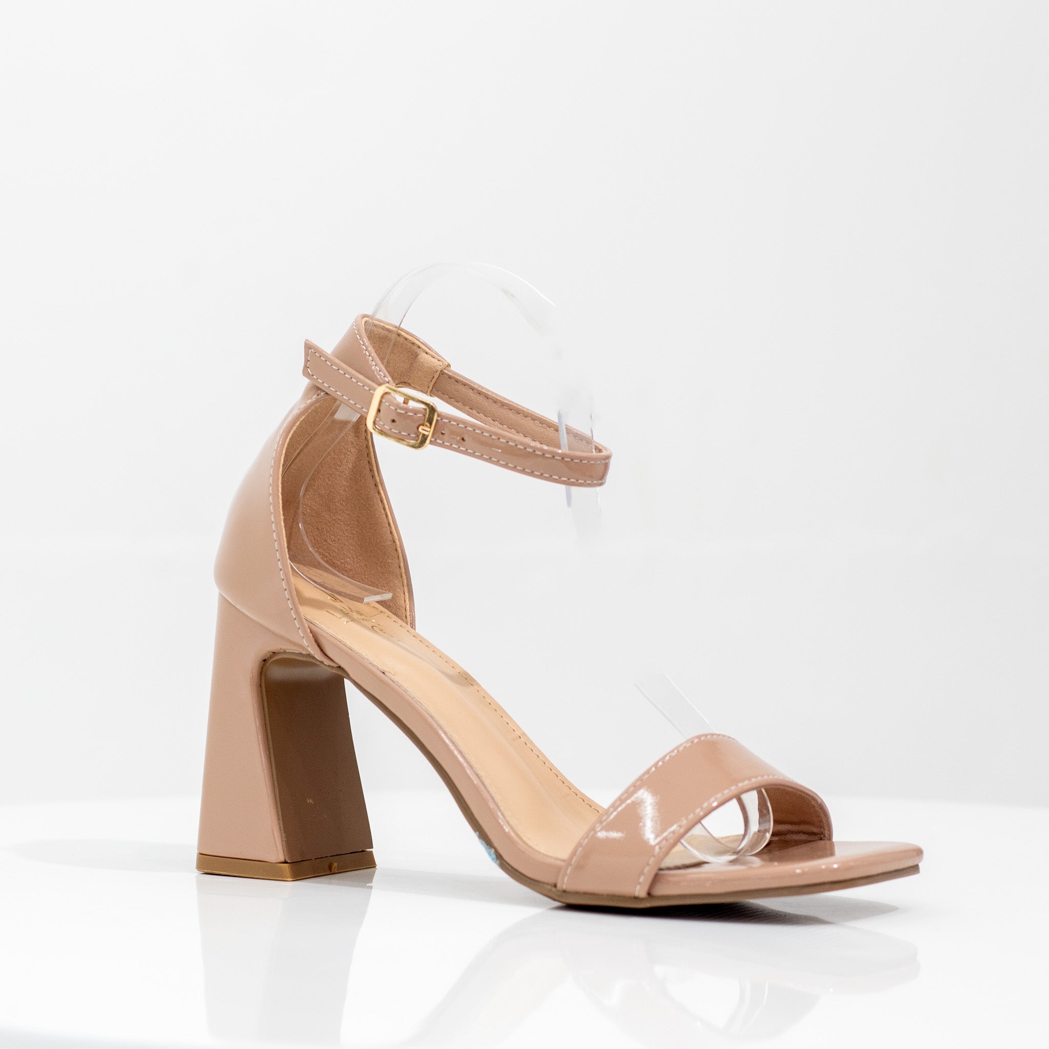 Yamini one band pat sandal on 9cm heel nude