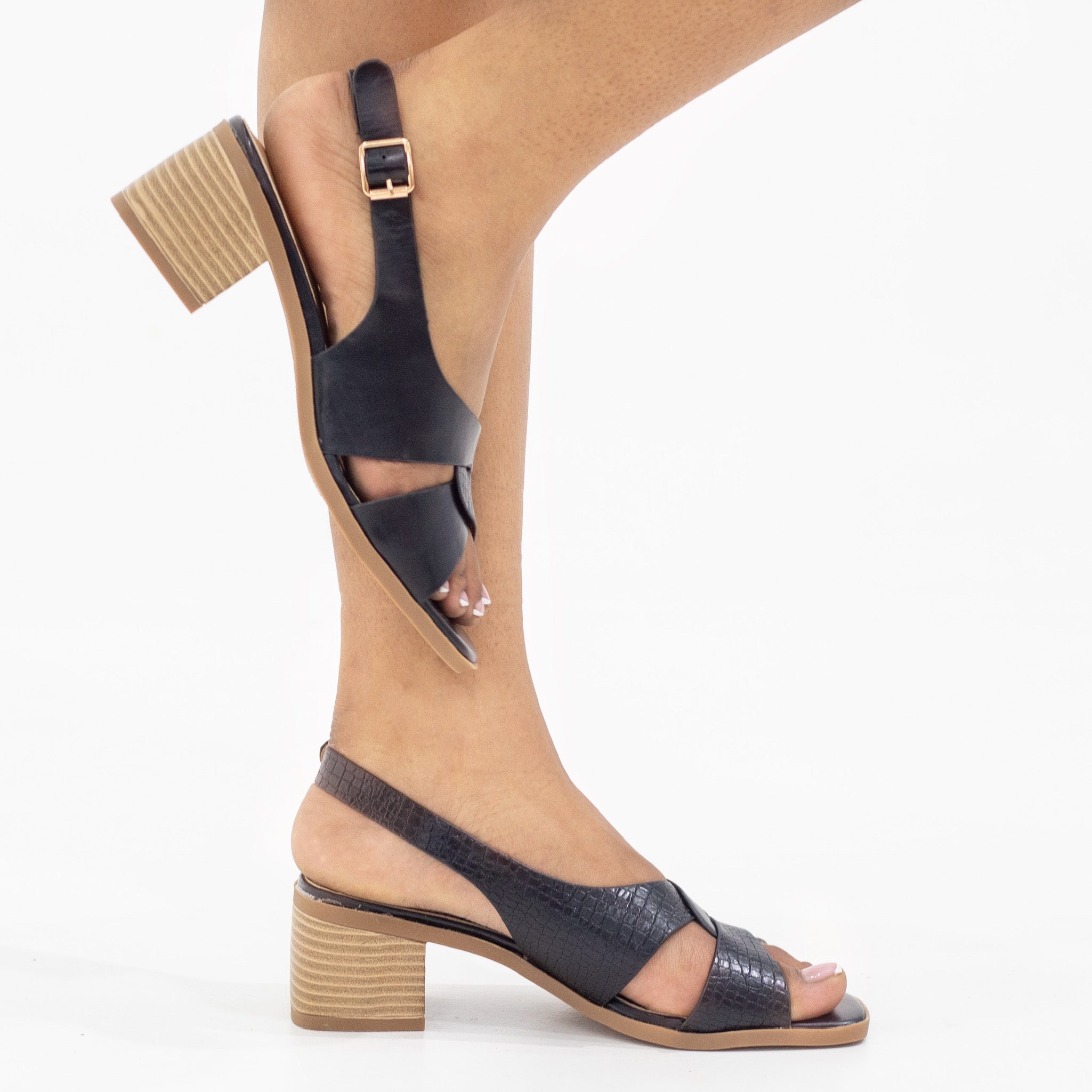 Lanu 5cm block heel pu sandal black