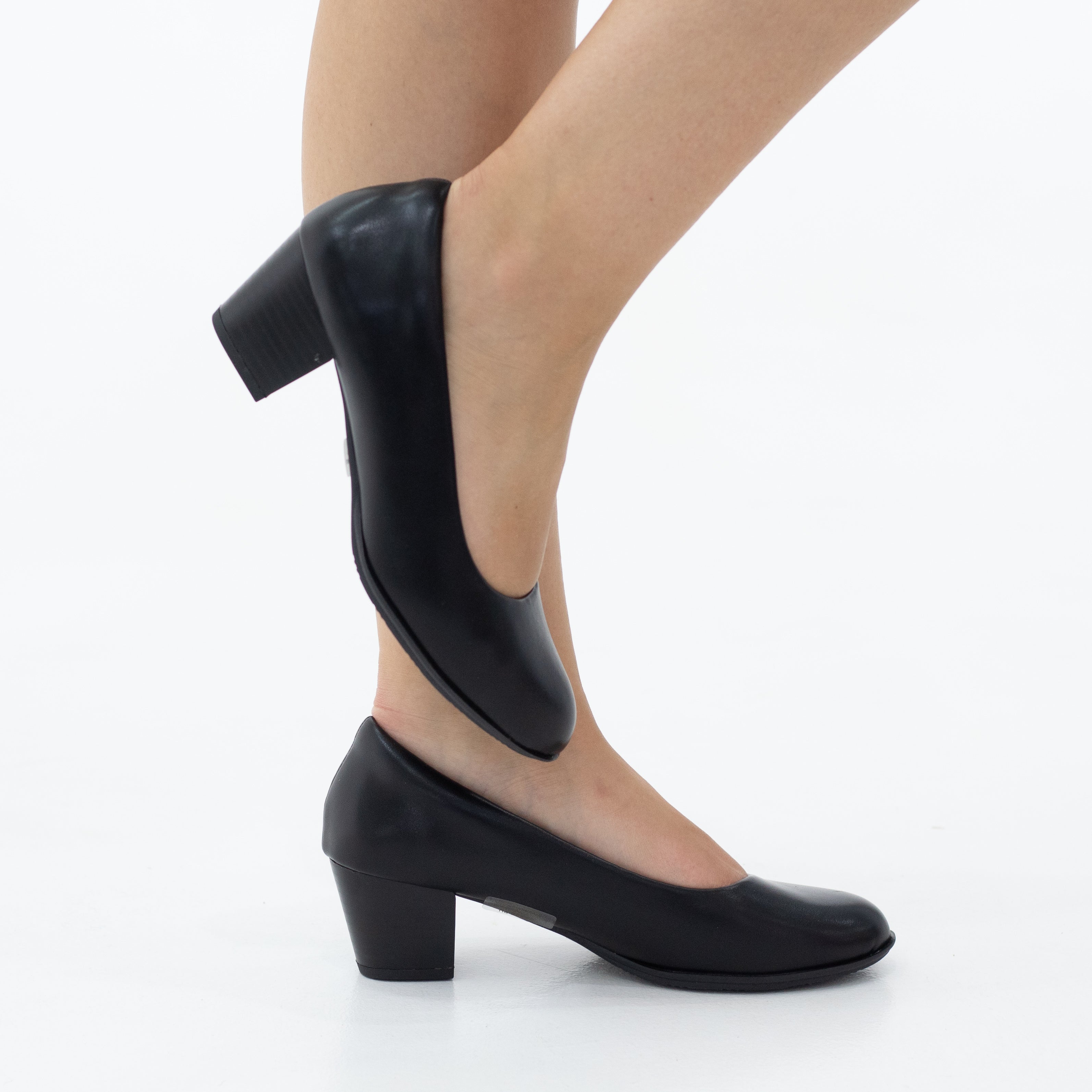 Elina comfy 5.5cm block heel pu court shoe