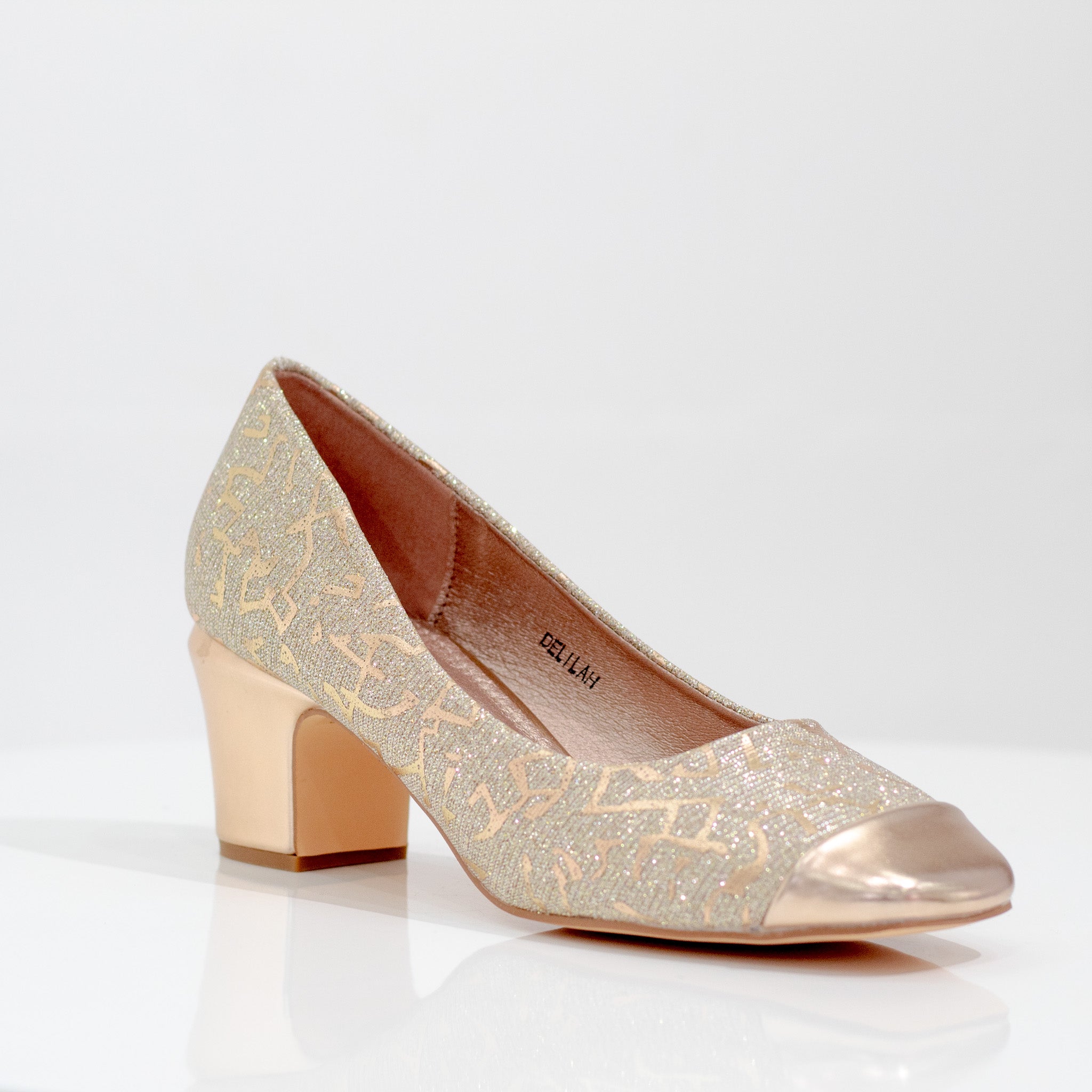 Delilah comfy 5cm heel pointy court shoe champagne