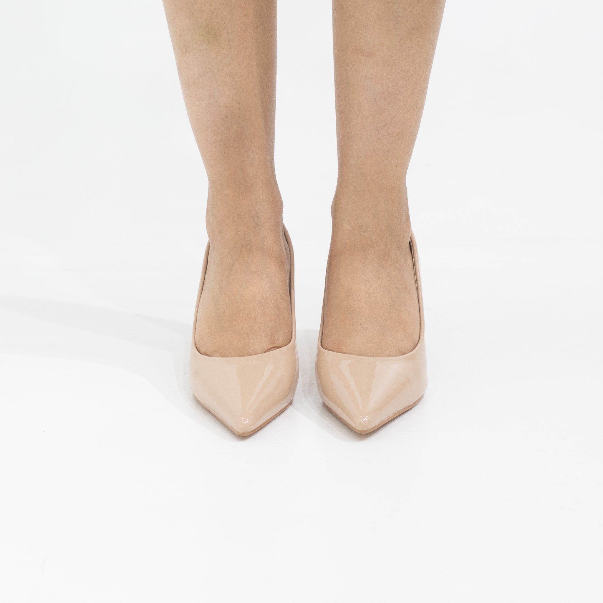 Bavisha 7cm heel pointy pat court nude