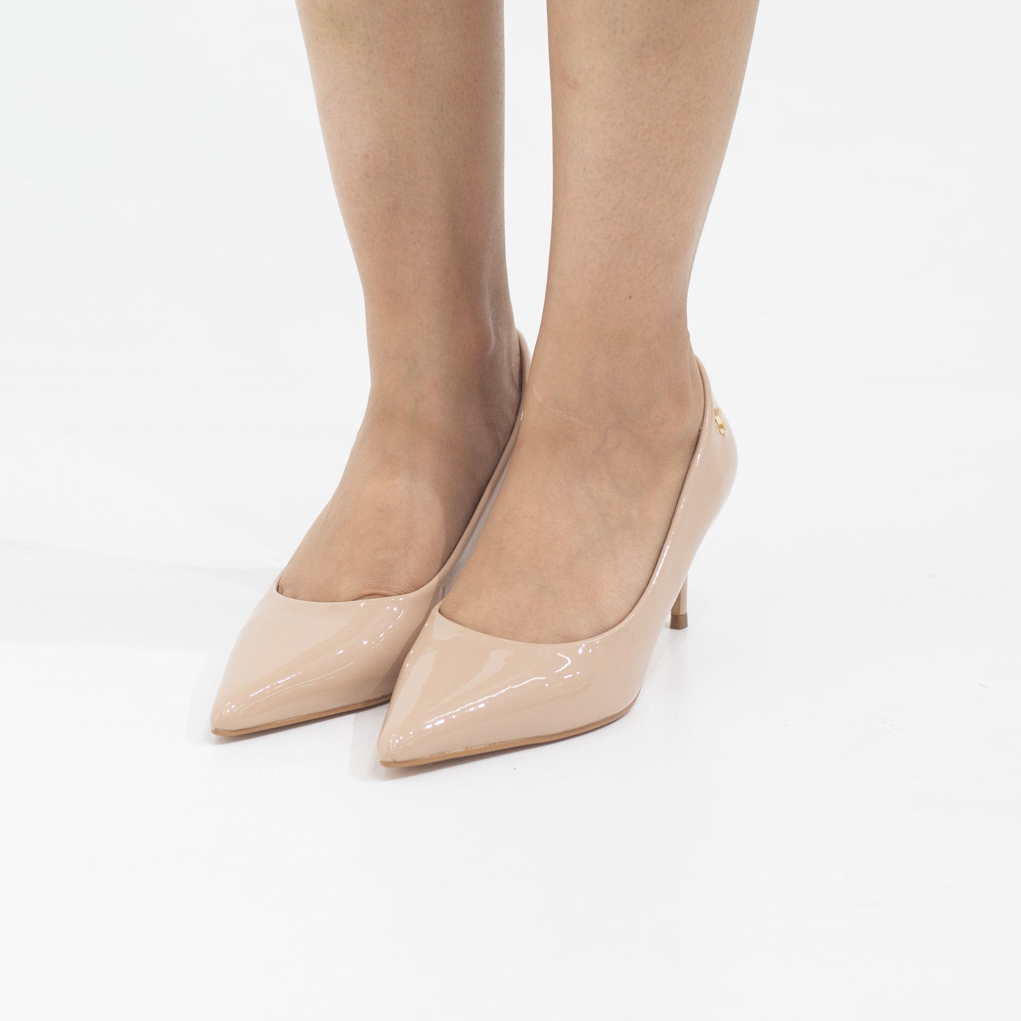 Bavisha 7cm heel pointy pat court nude