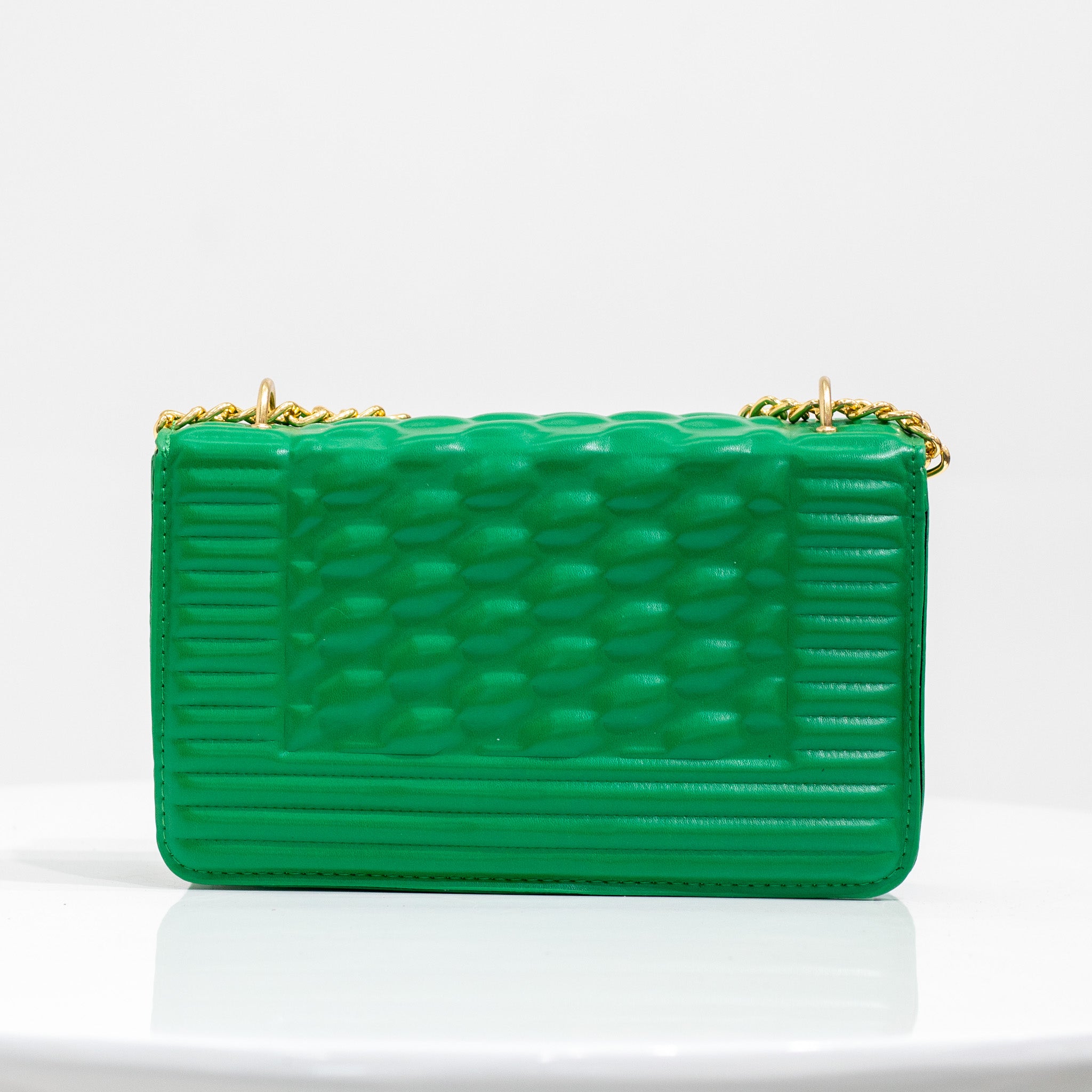 Ilka weaved gold chain convertible handbag green