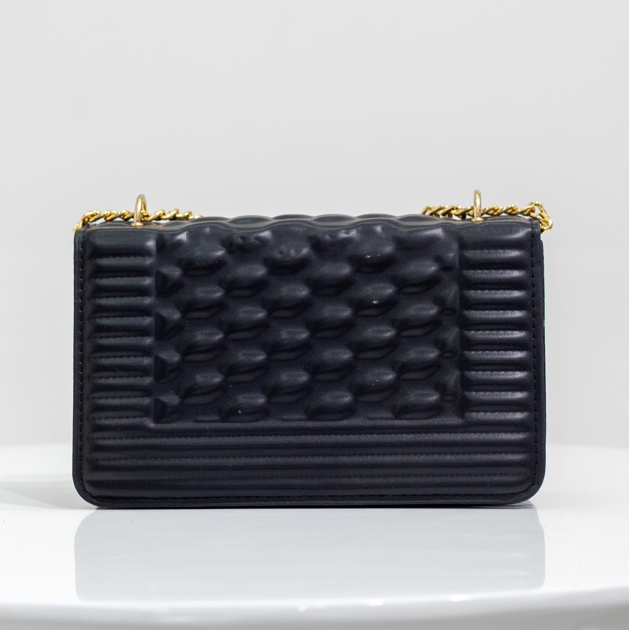 Ilka weaved gold chain convertible handbag black