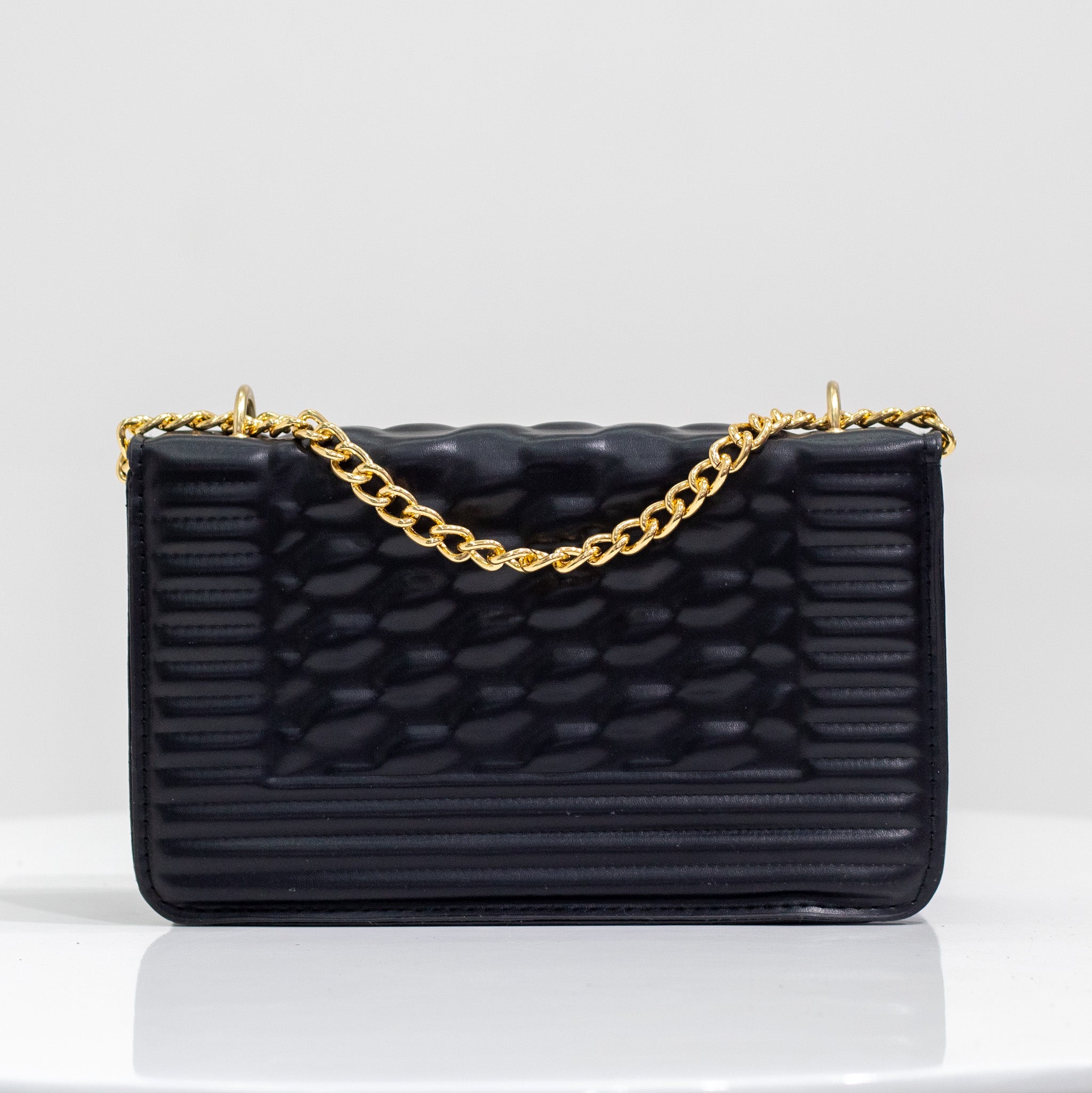 Ilka weaved gold chain convertible handbag black