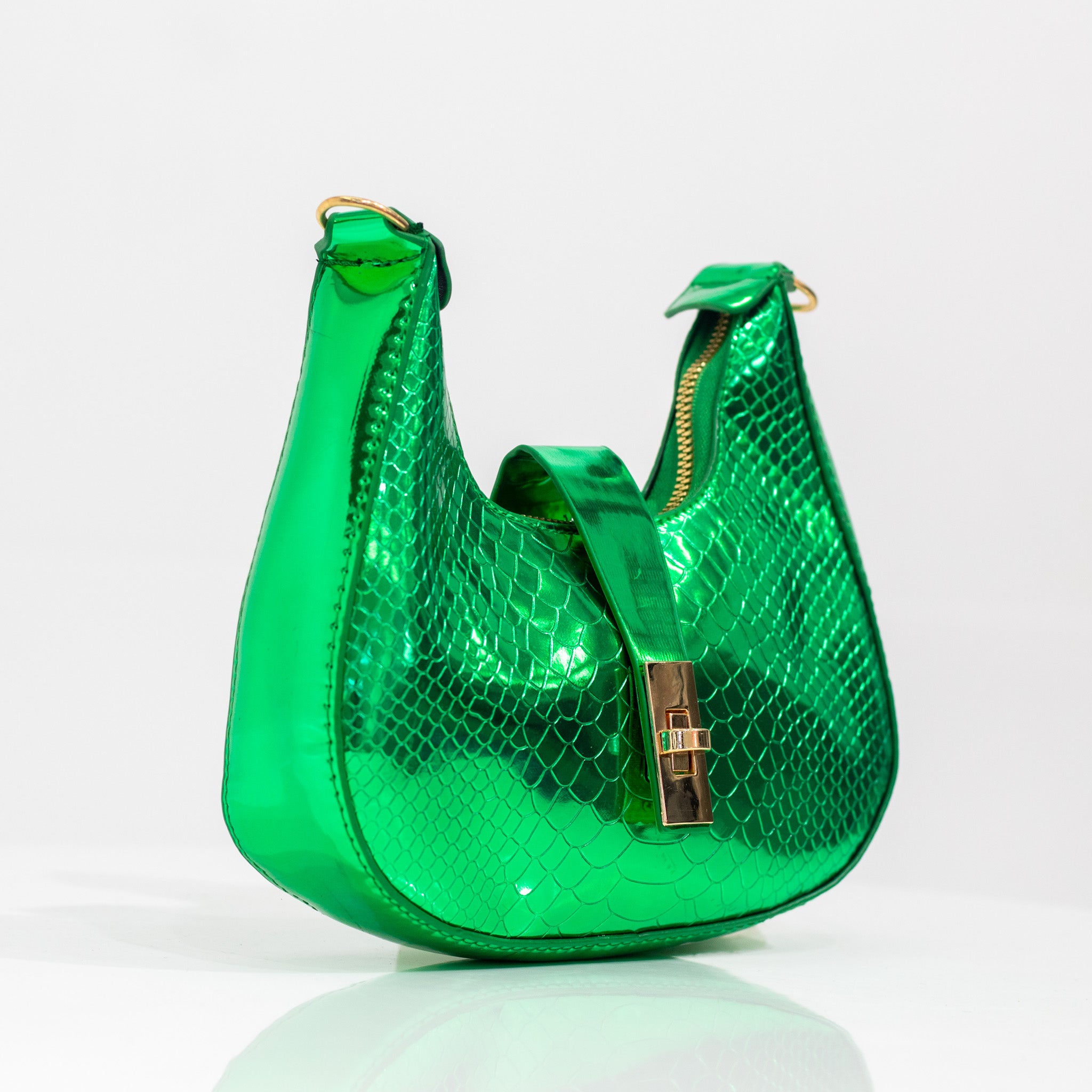 Indira faux leather rigid shoulder bag green