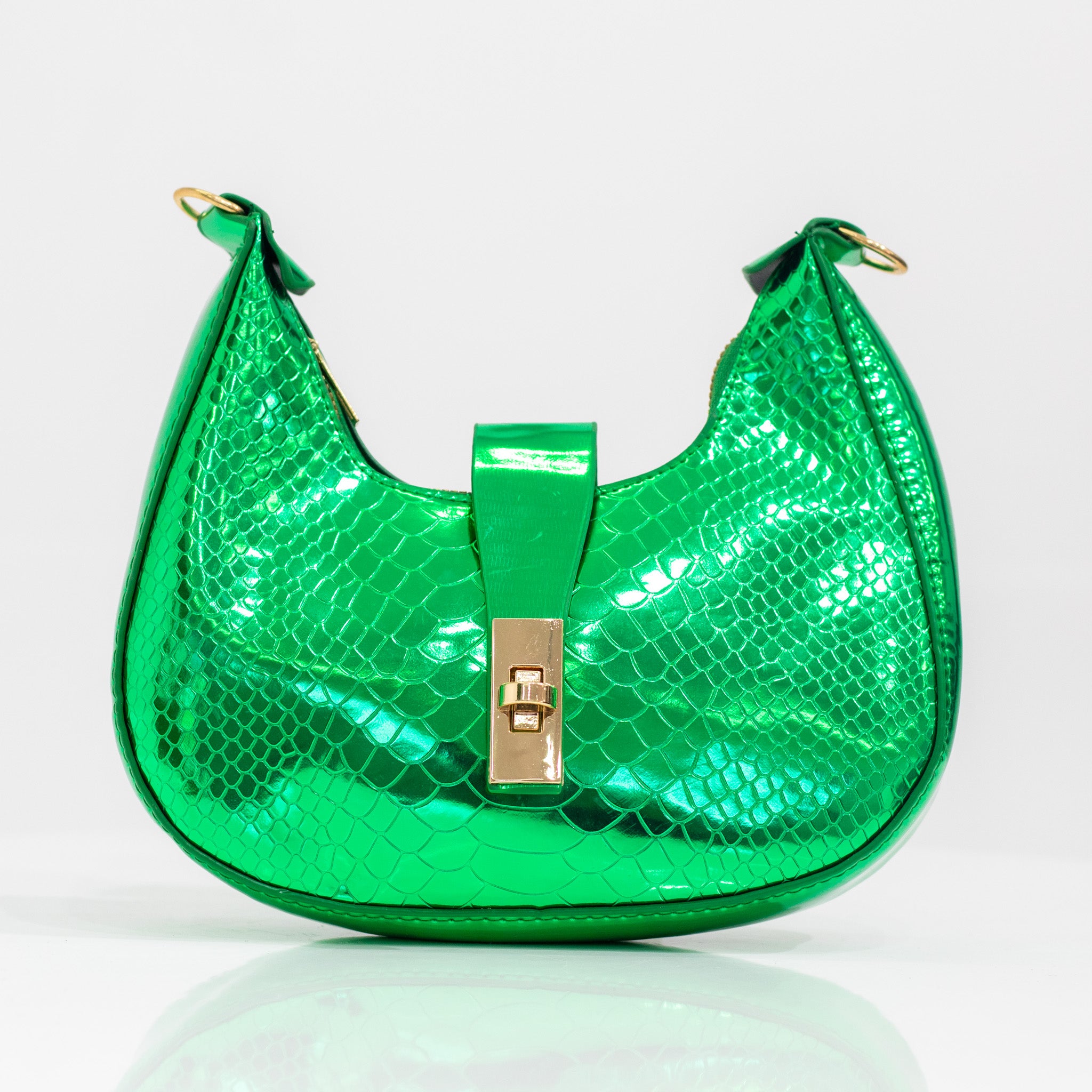 Indira faux leather rigid shoulder bag green