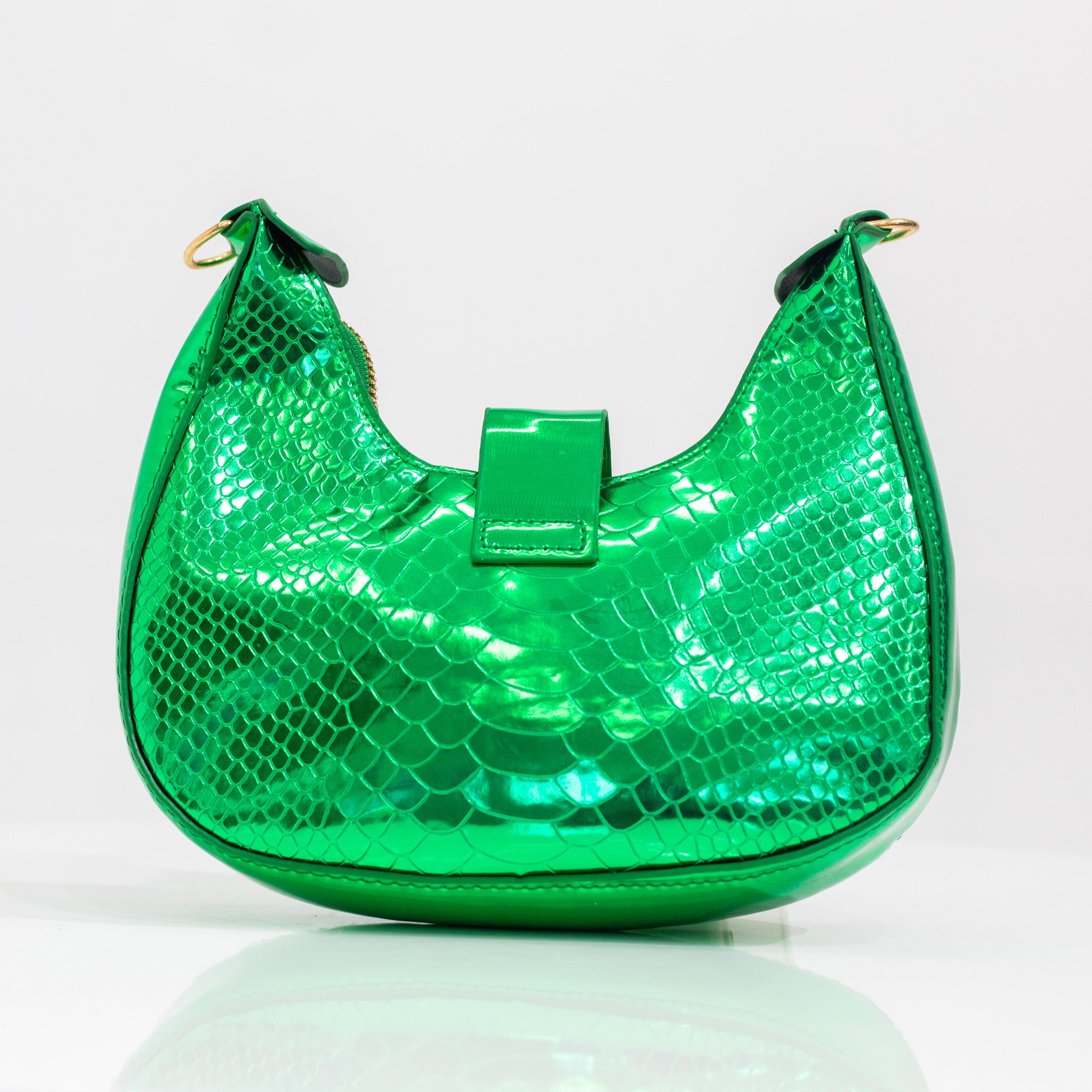 Indira faux leather rigid shoulder bag green