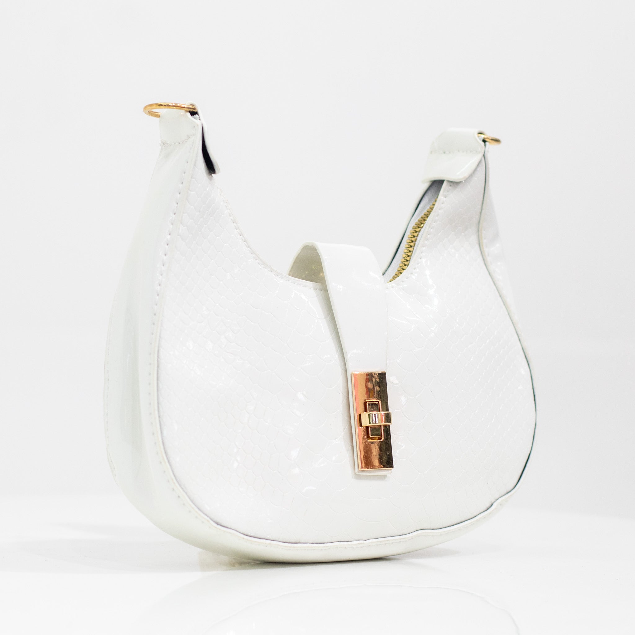 Indira faux leather rigid shoulder bag white