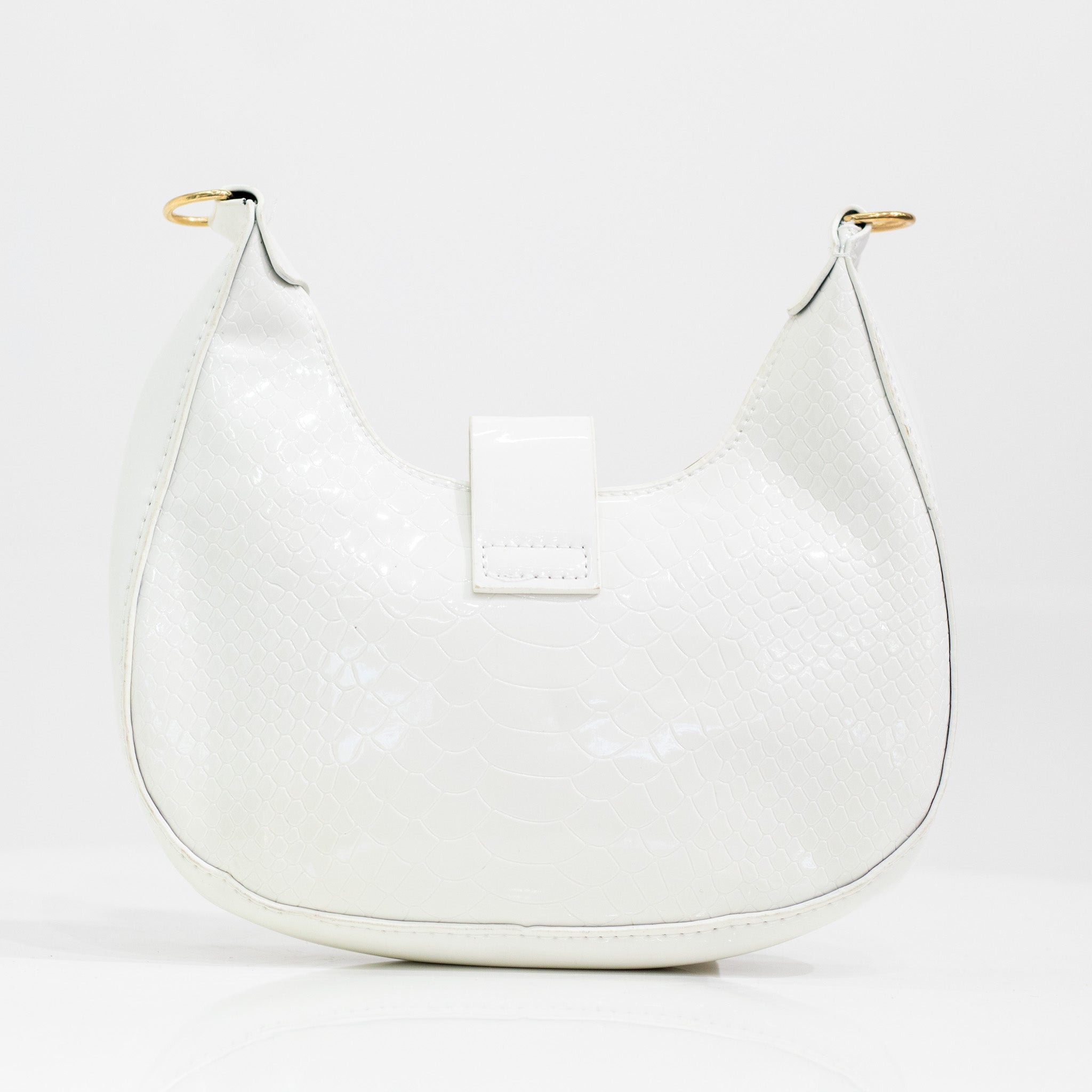 Indira faux leather rigid shoulder bag white