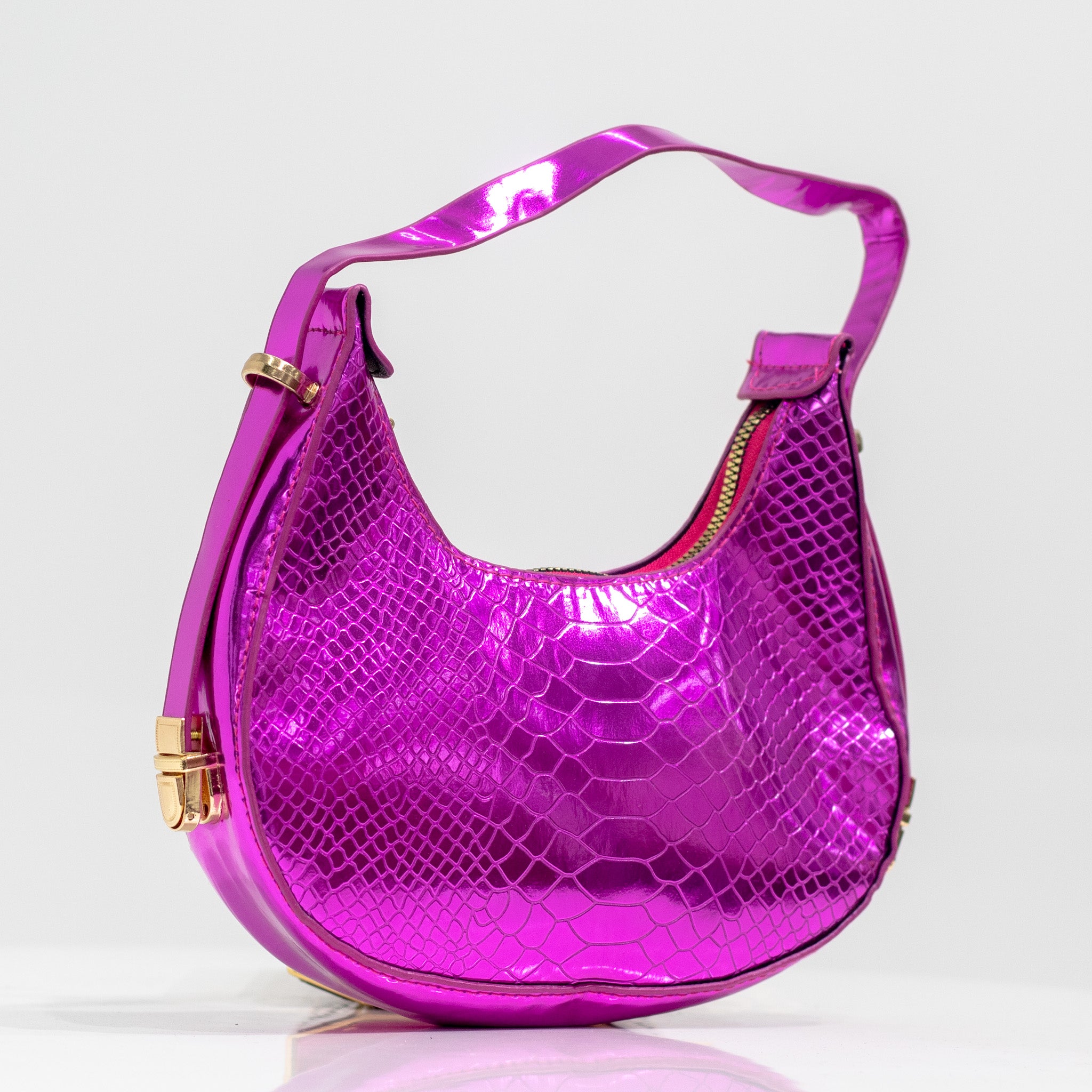 Irma pat croc rigid shoulder bag purple