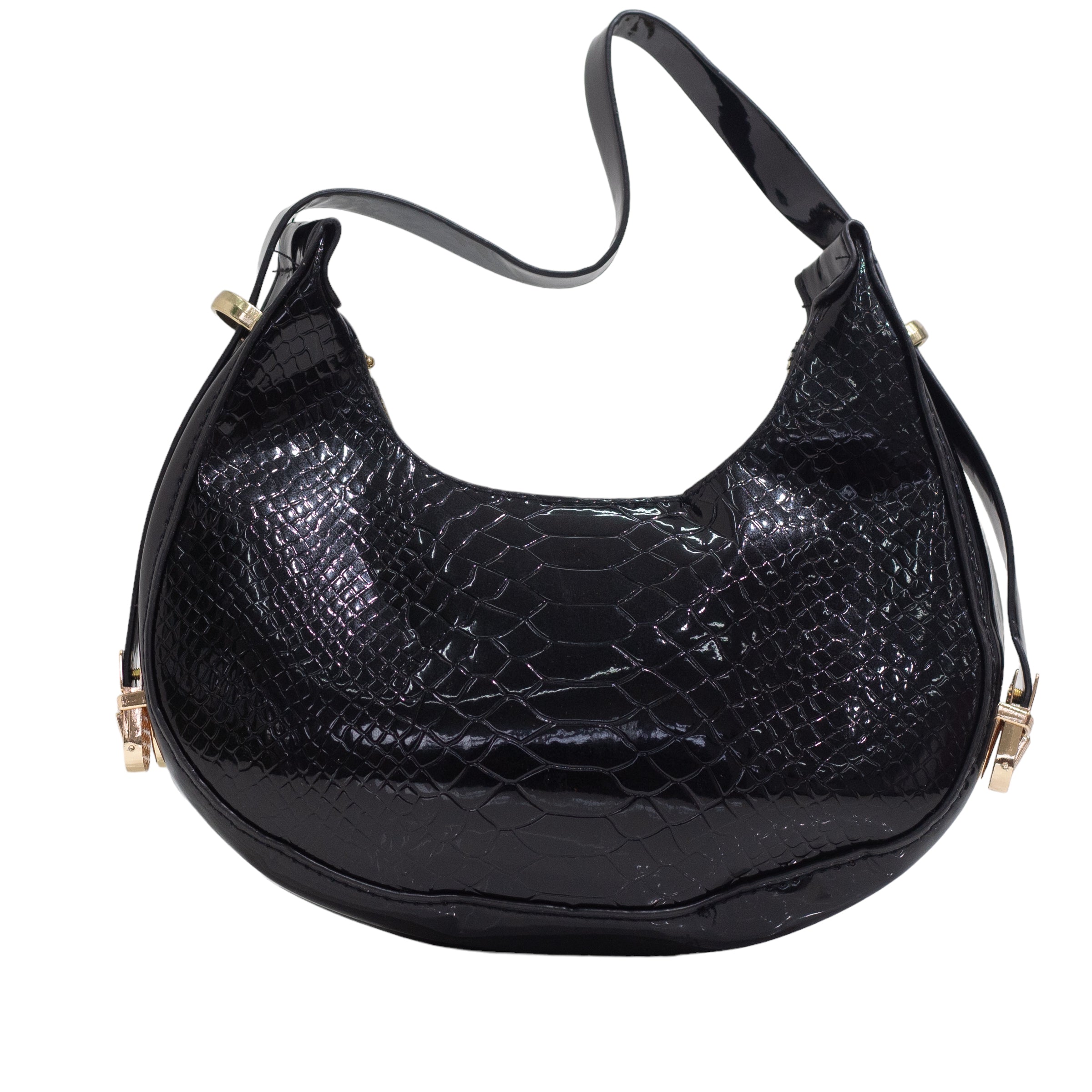 Irma pat croc rigid shoulder bag black