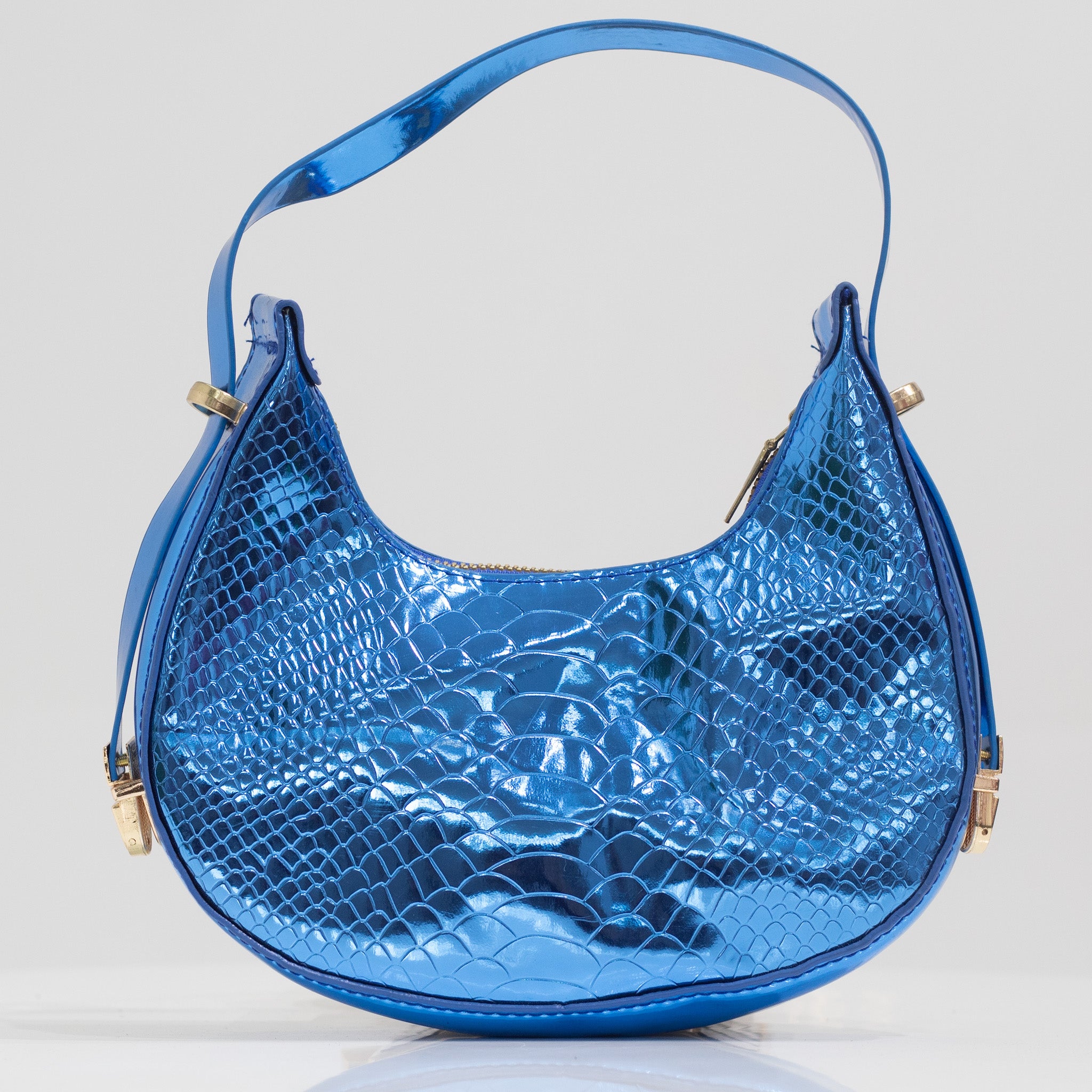 Irma pat croc rigid shoulder bag blue