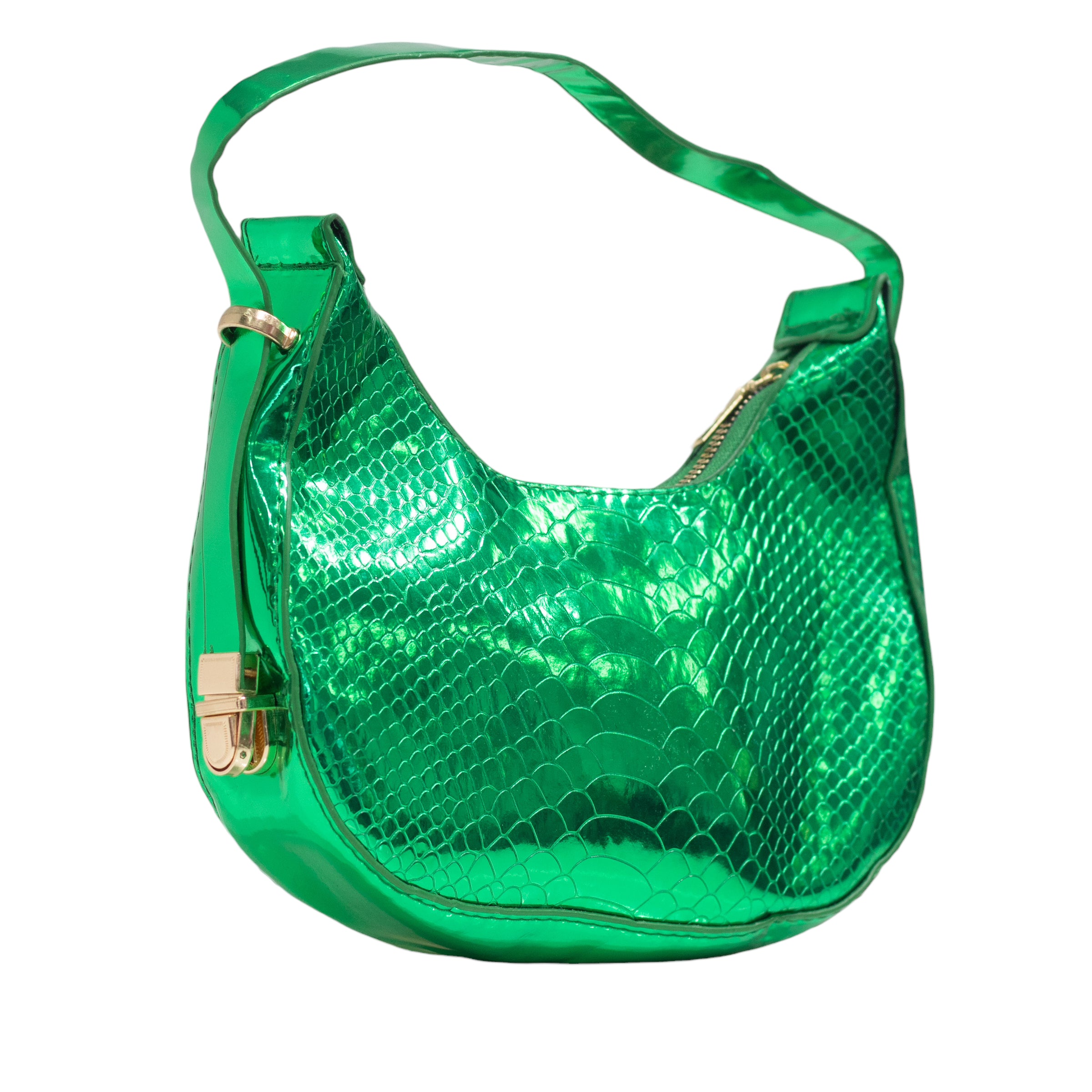 Irma pat croc rigid shoulder bag green