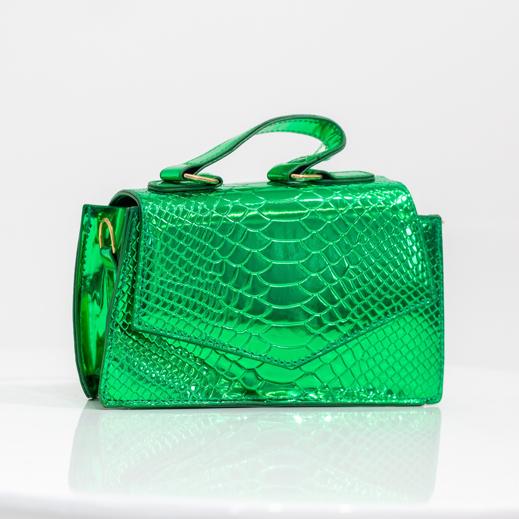 Xaira mini pat croc crossbody green