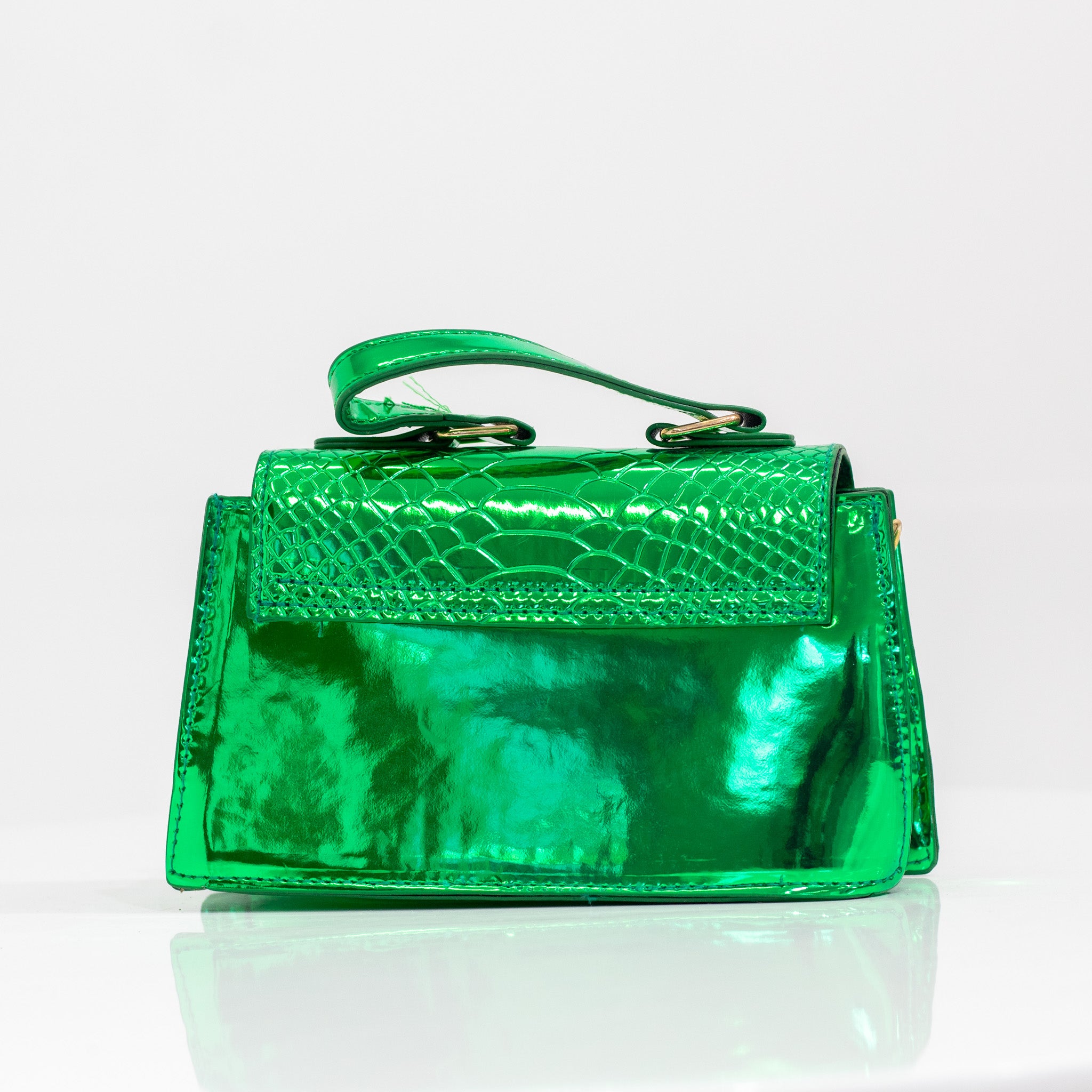 Xaira mini pat croc crossbody green