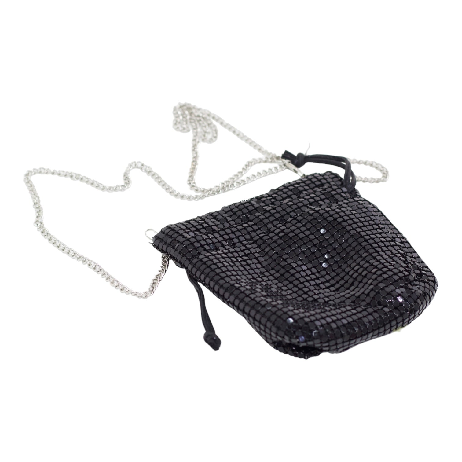 Xuri mini diamante drawstring bag black