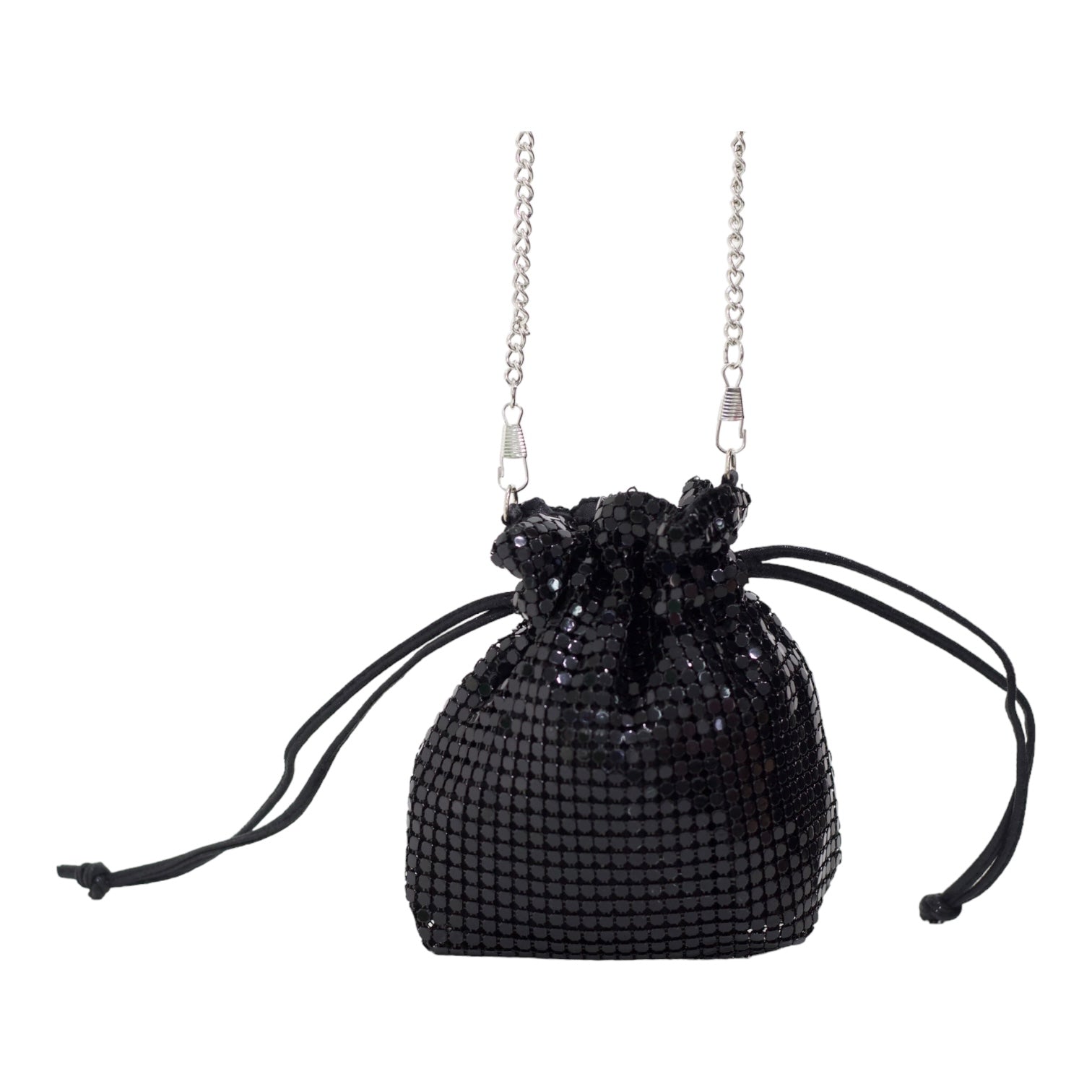 Xuri mini diamante drawstring bag black