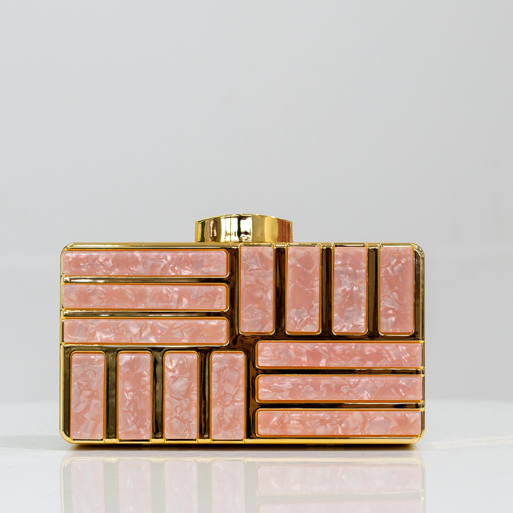 Xiana piano buttoned detailed capsule clutch bag pink