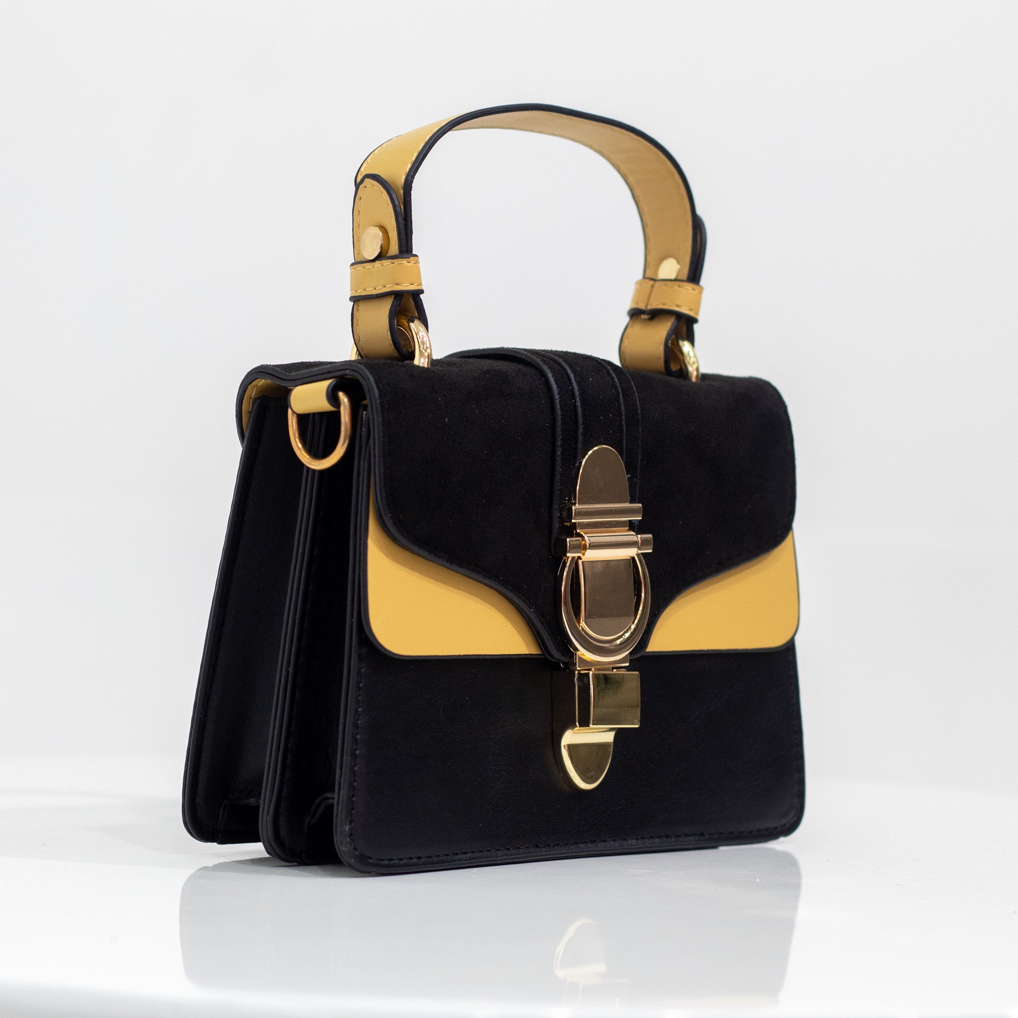 Yasti multi-color faux leather hand bag black