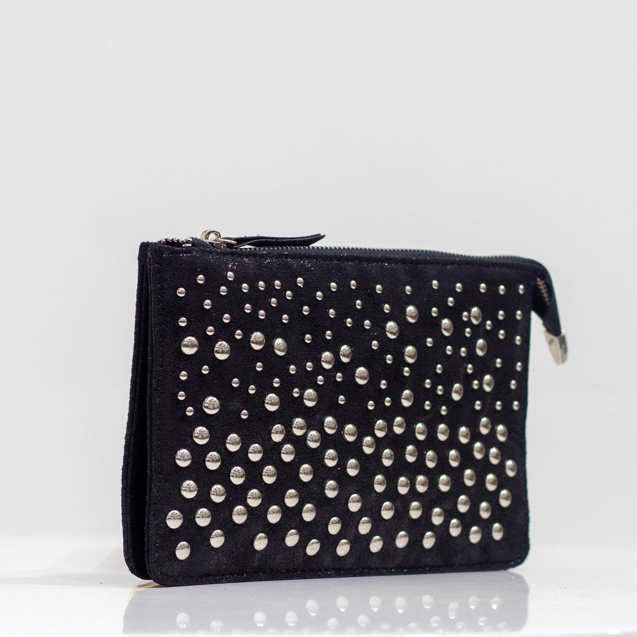 Yasmin studded nubuck chain sling bag black