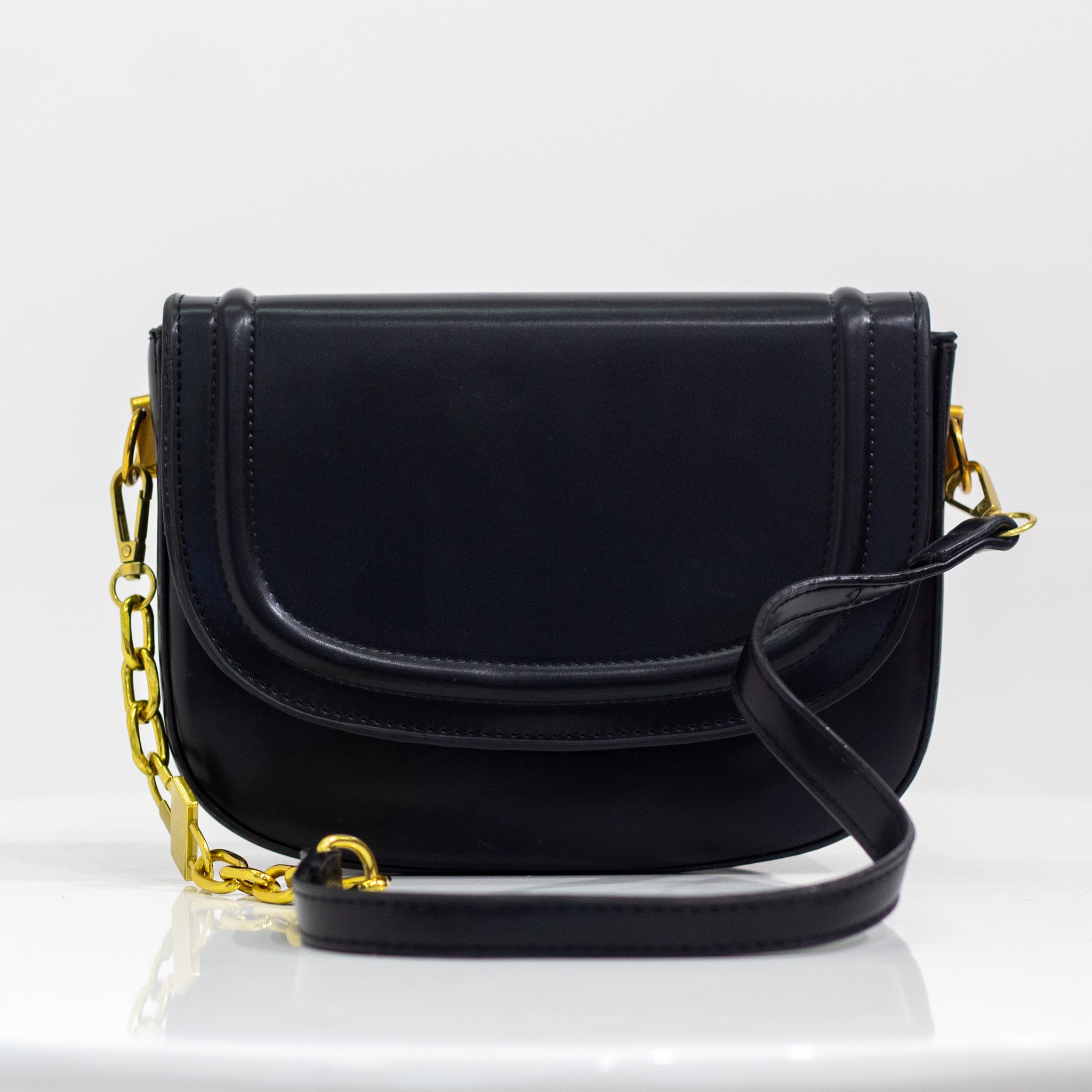 Quentin faux leather saddle bag black