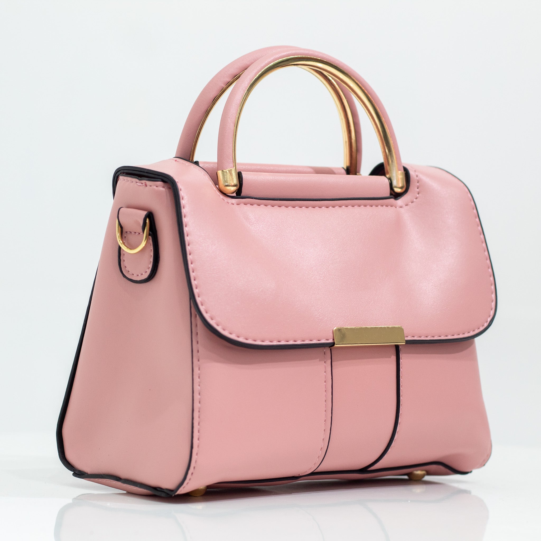 Qiana faux leather hand bag pink