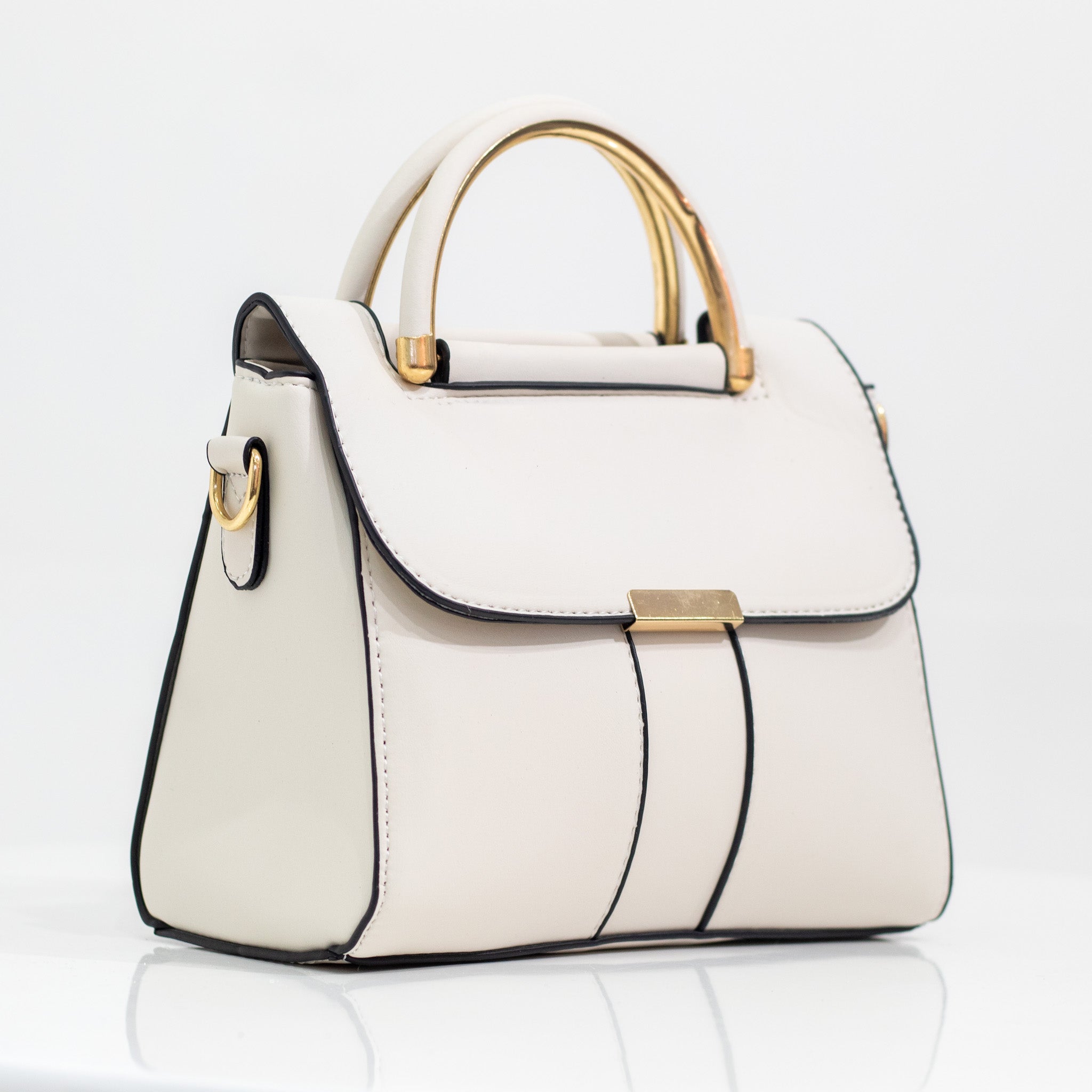 Qiana faux leather hand bag white