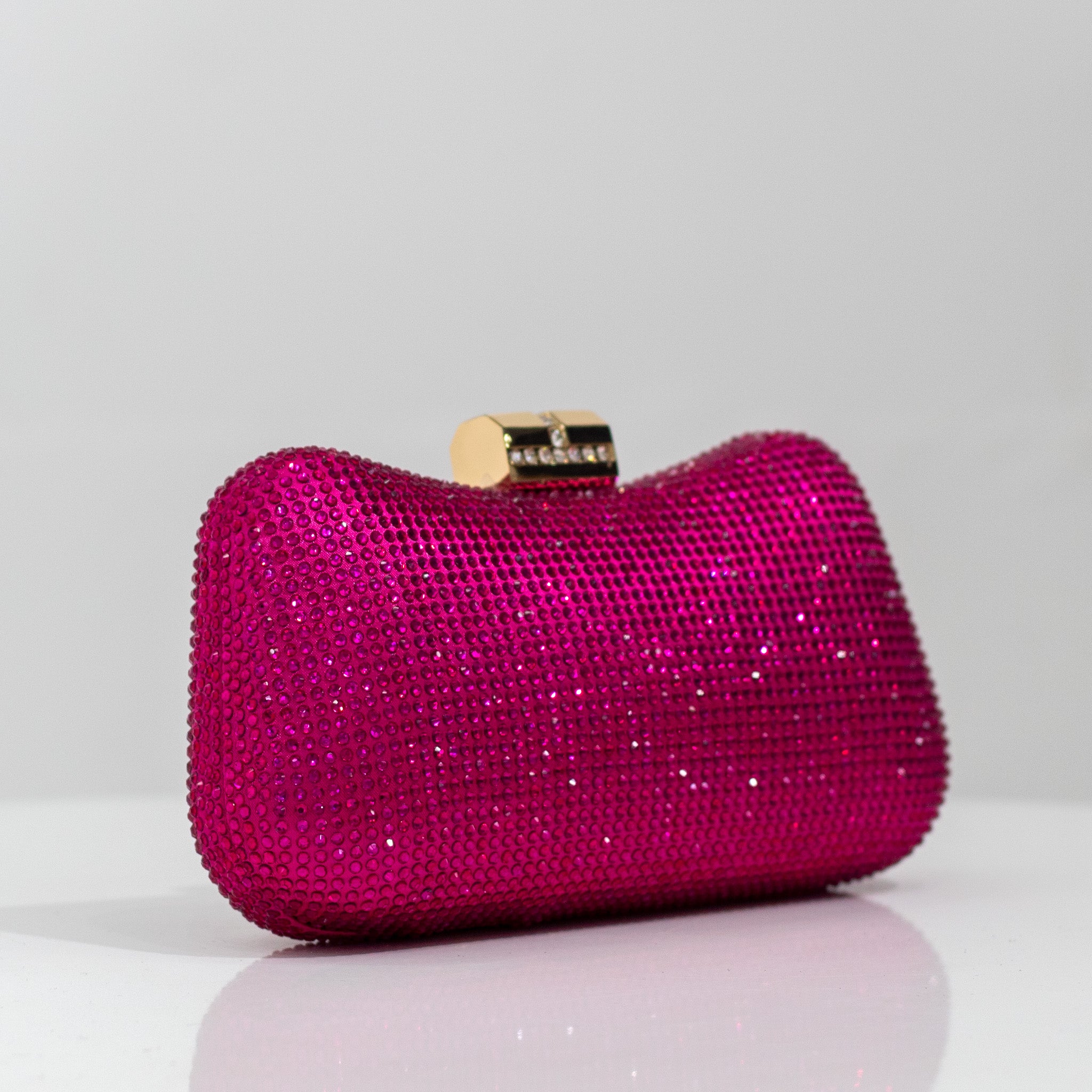 Xavia diamante clasp clutch bag fuchsia