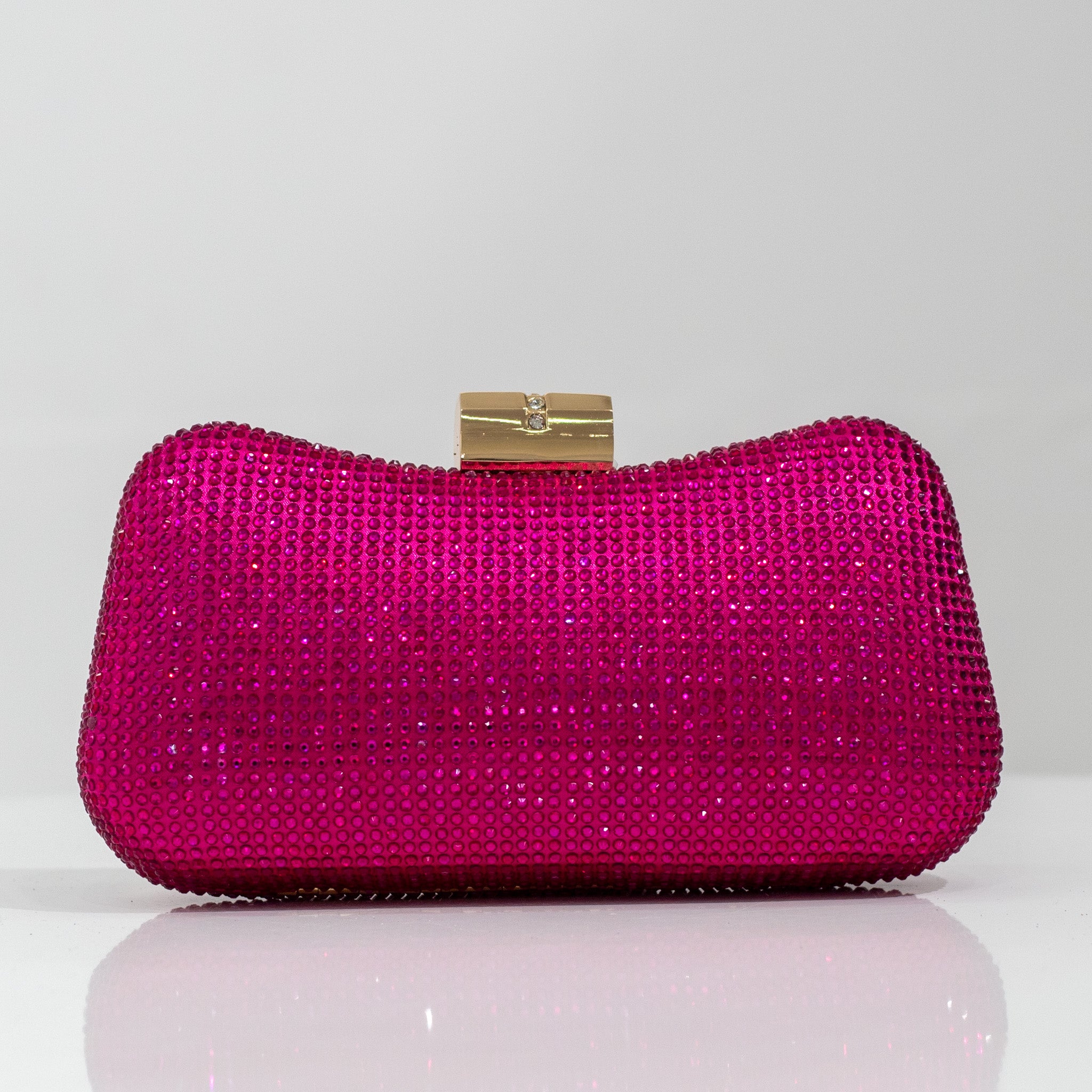 Xavia diamante clasp clutch bag fuchsia