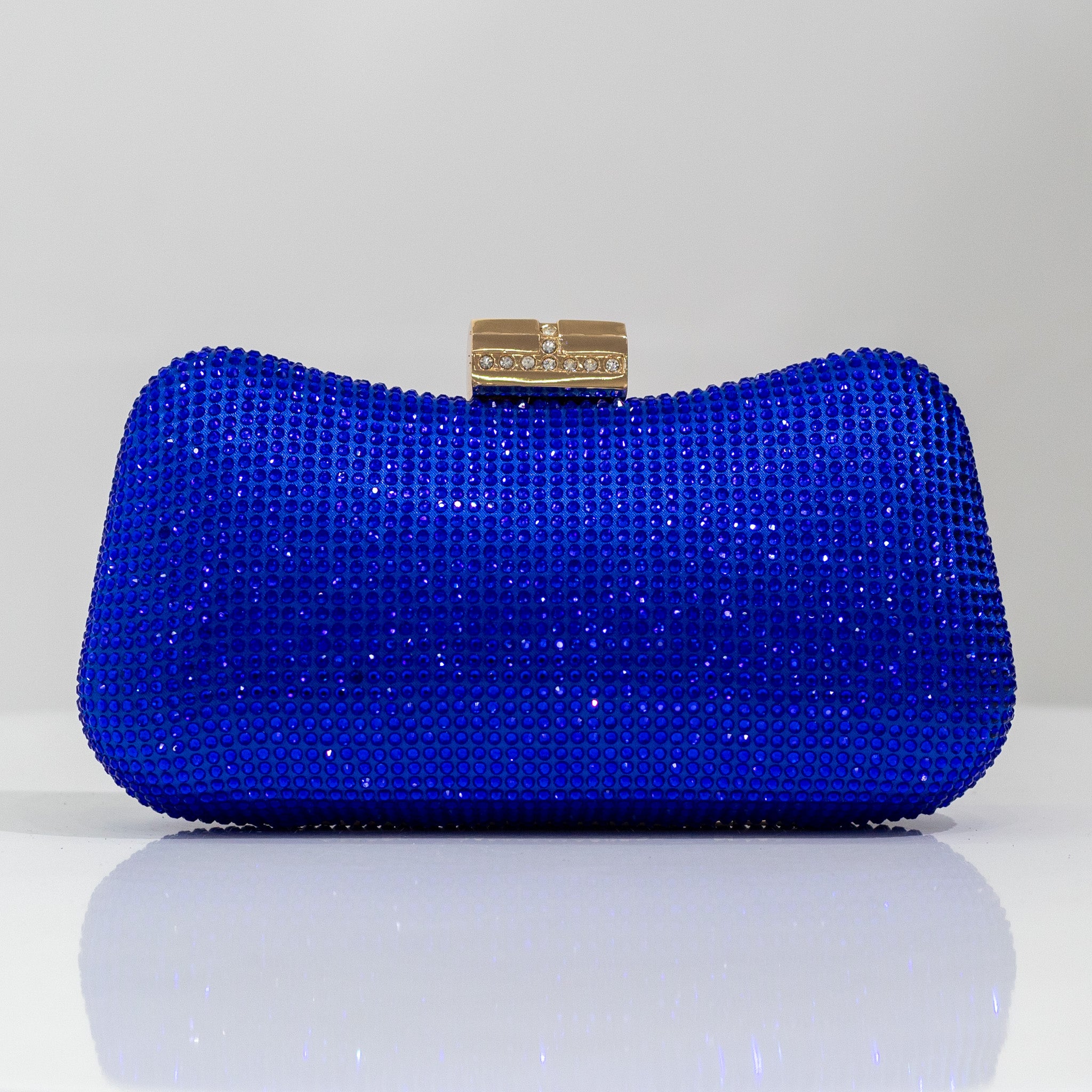 Xavia diamante clasp clutch bag blue